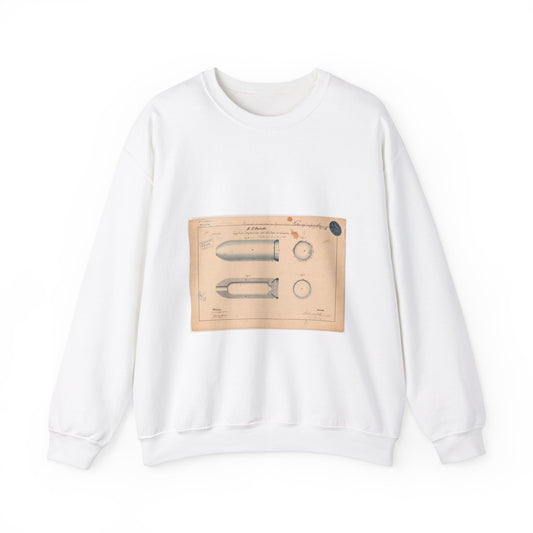 Patent drawing - Drawing of Improvement in Projectiles for Rifled Ordnance Public domain  image White Heavy Blend Adult Crew Neck SweatShirt