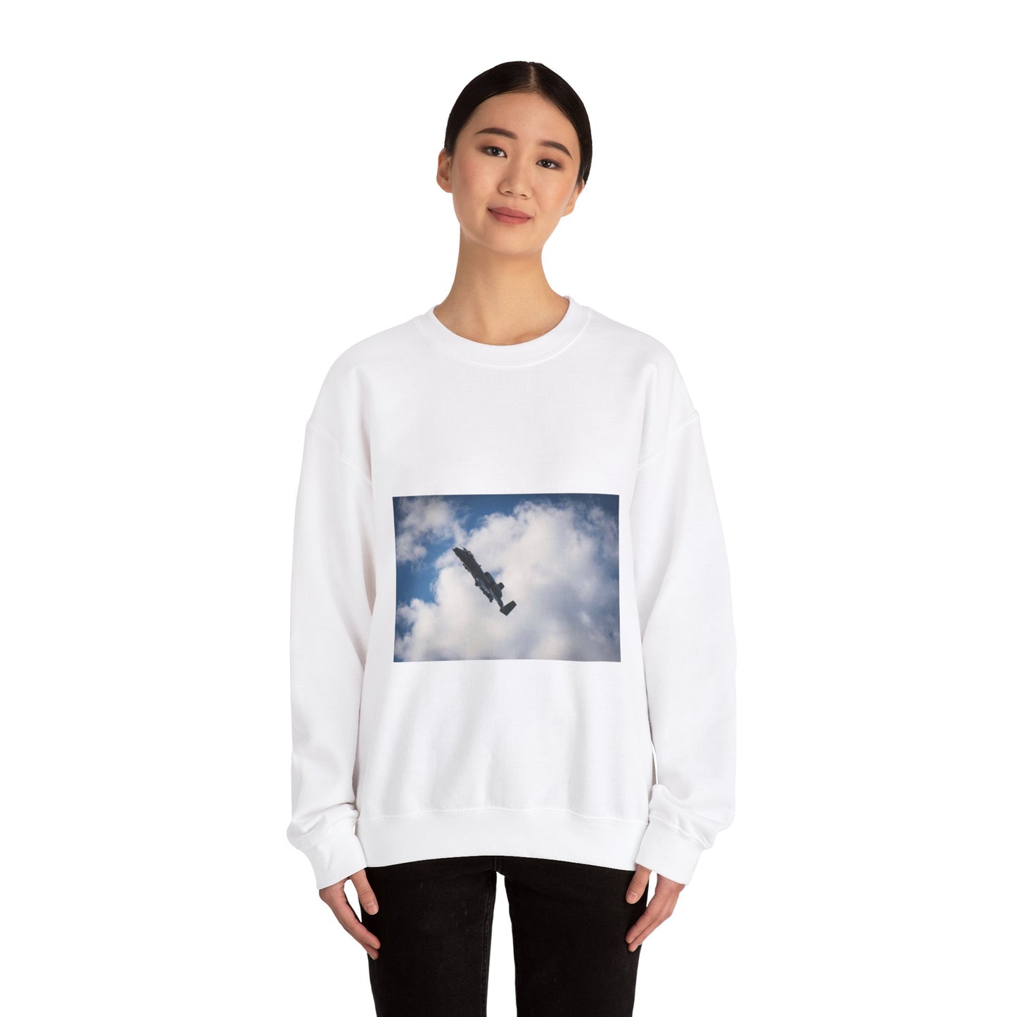 An A-10 Thunderbolt II assigned to the 51st Fighter White Heavy Blend Adult Crew Neck SweatShirt