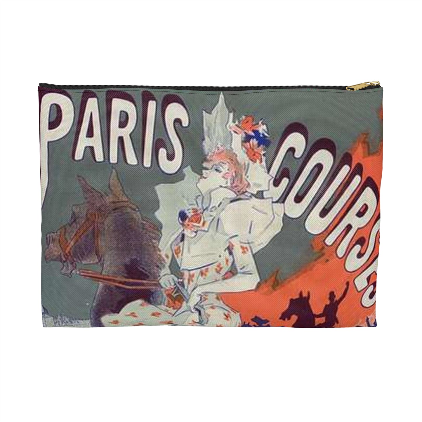 Affiche pour l'Hippodrome de la Porte-Maillot, "Paris-Courses". Large Organizer Pouch with Black Zipper