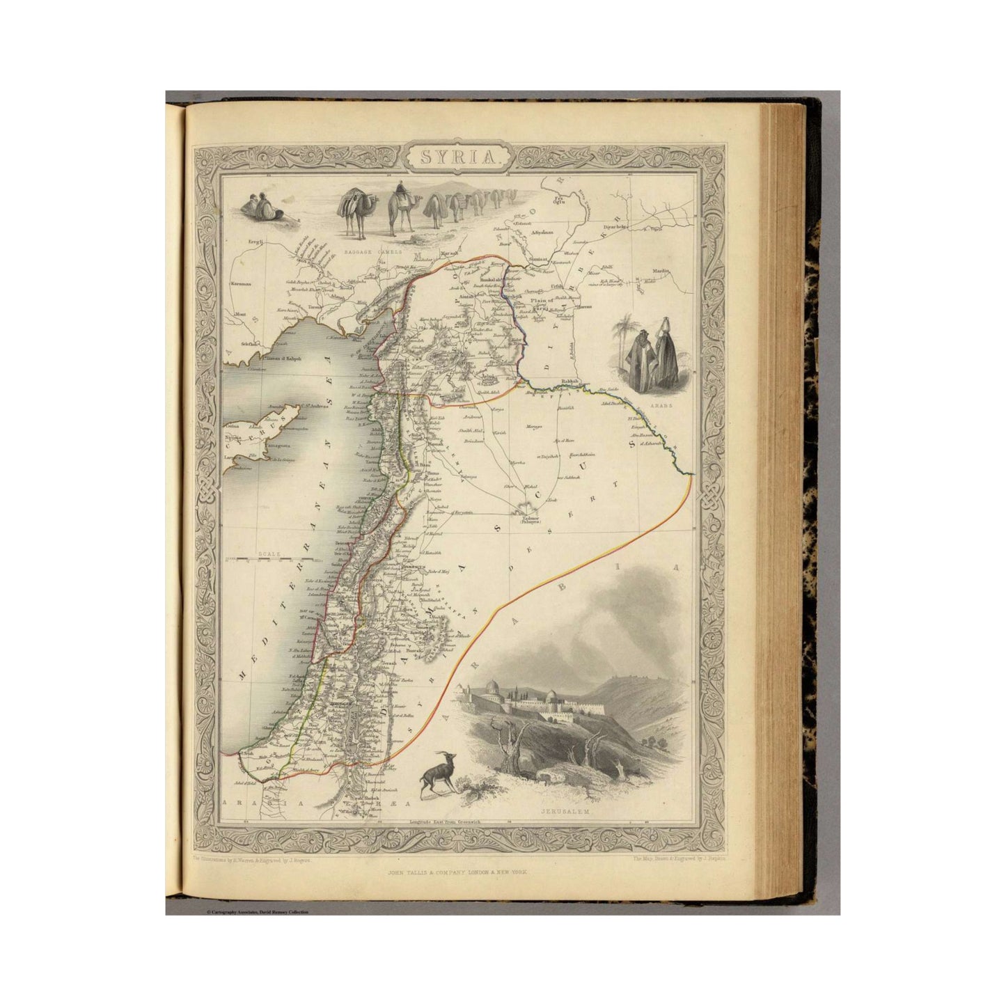 1851 Henry Warren Map of Syria - Public domain old map High Quality Matte Wall Art Poster for Home, Office, Classroom