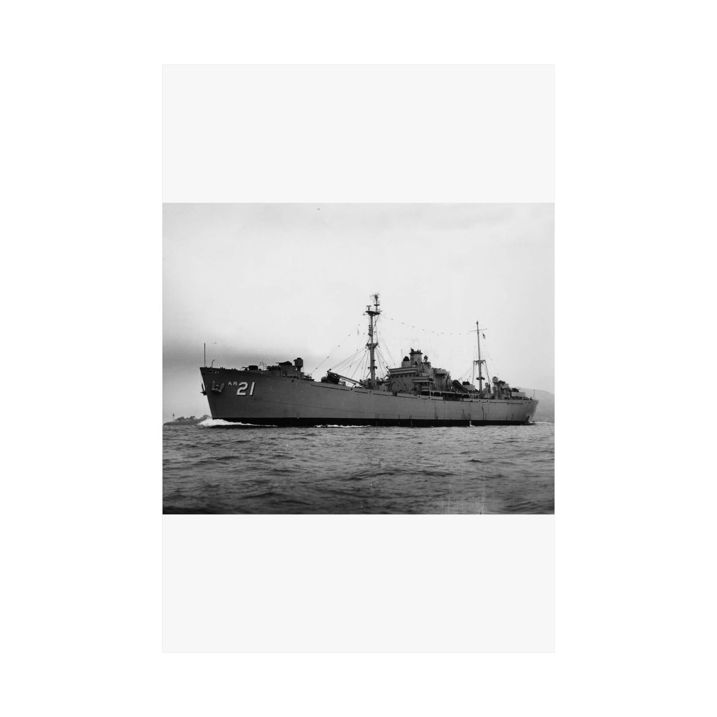 USS Dionysus (AR-21) underway, circa 1952-1955 (USN 1045360) High Quality Matte Wall Art Poster for Home, Office, Classroom