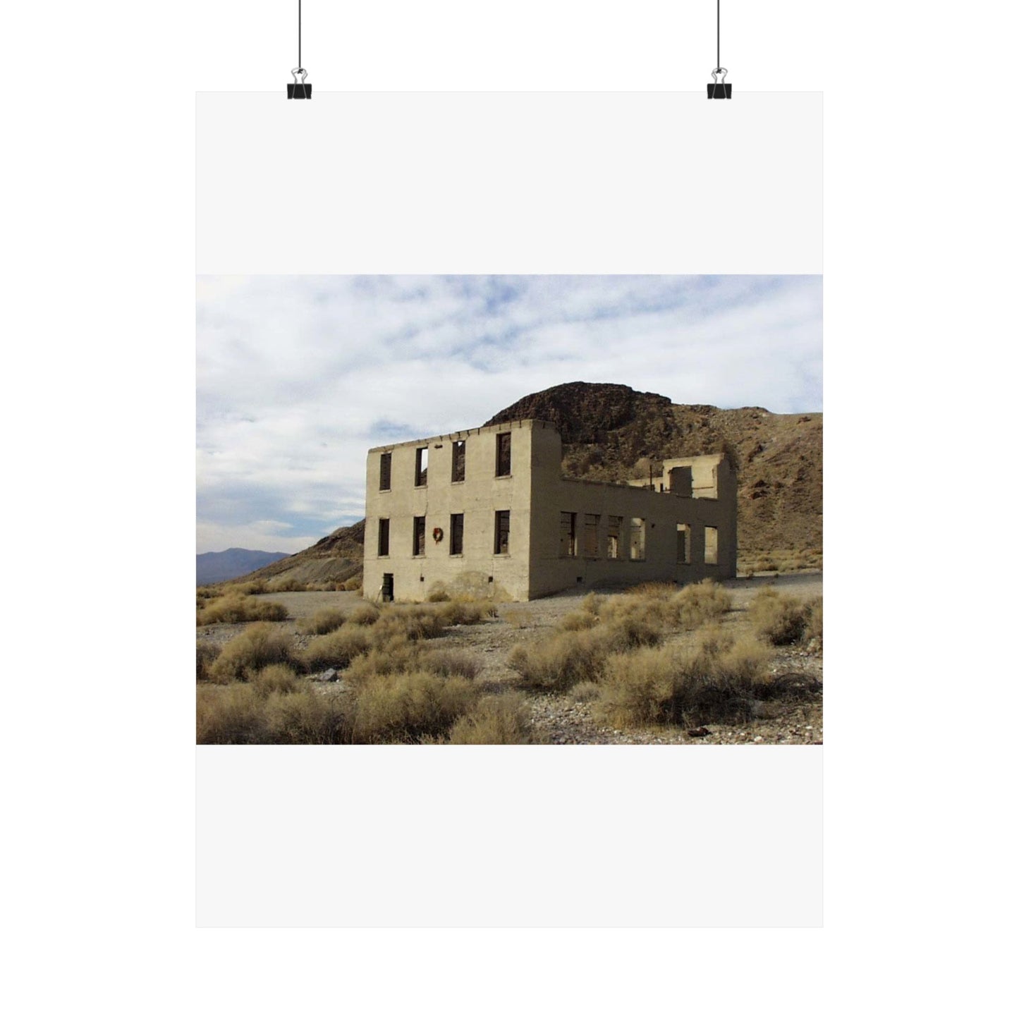 Death Valley Scenic Byway - An Abandoned Structure in Rhyolite High Quality Matte Wall Art Poster for Home, Office, Classroom