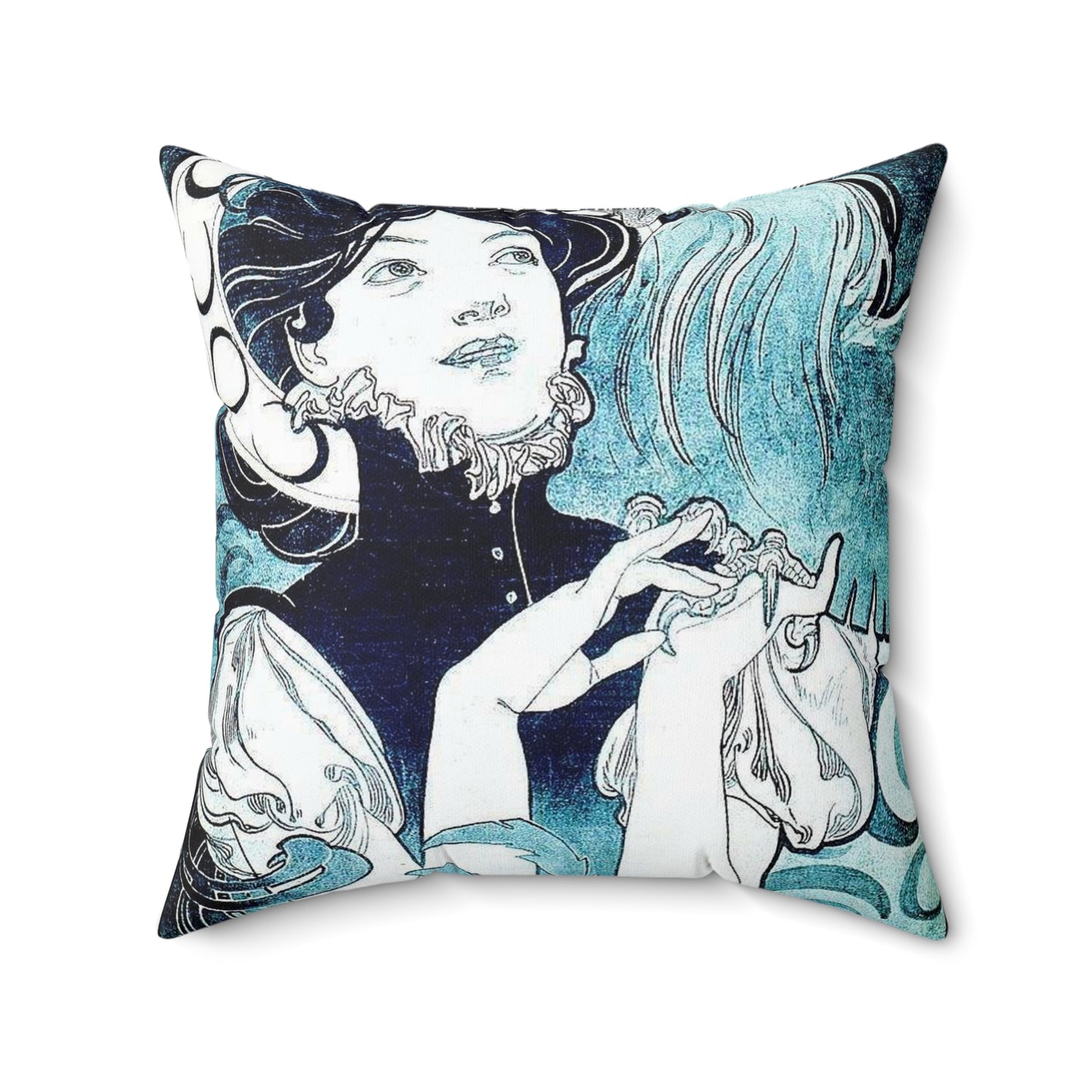 Cocorico 1 du 31 décembre 1898 - Alfons Mucha Decorative Accent Square Pillow