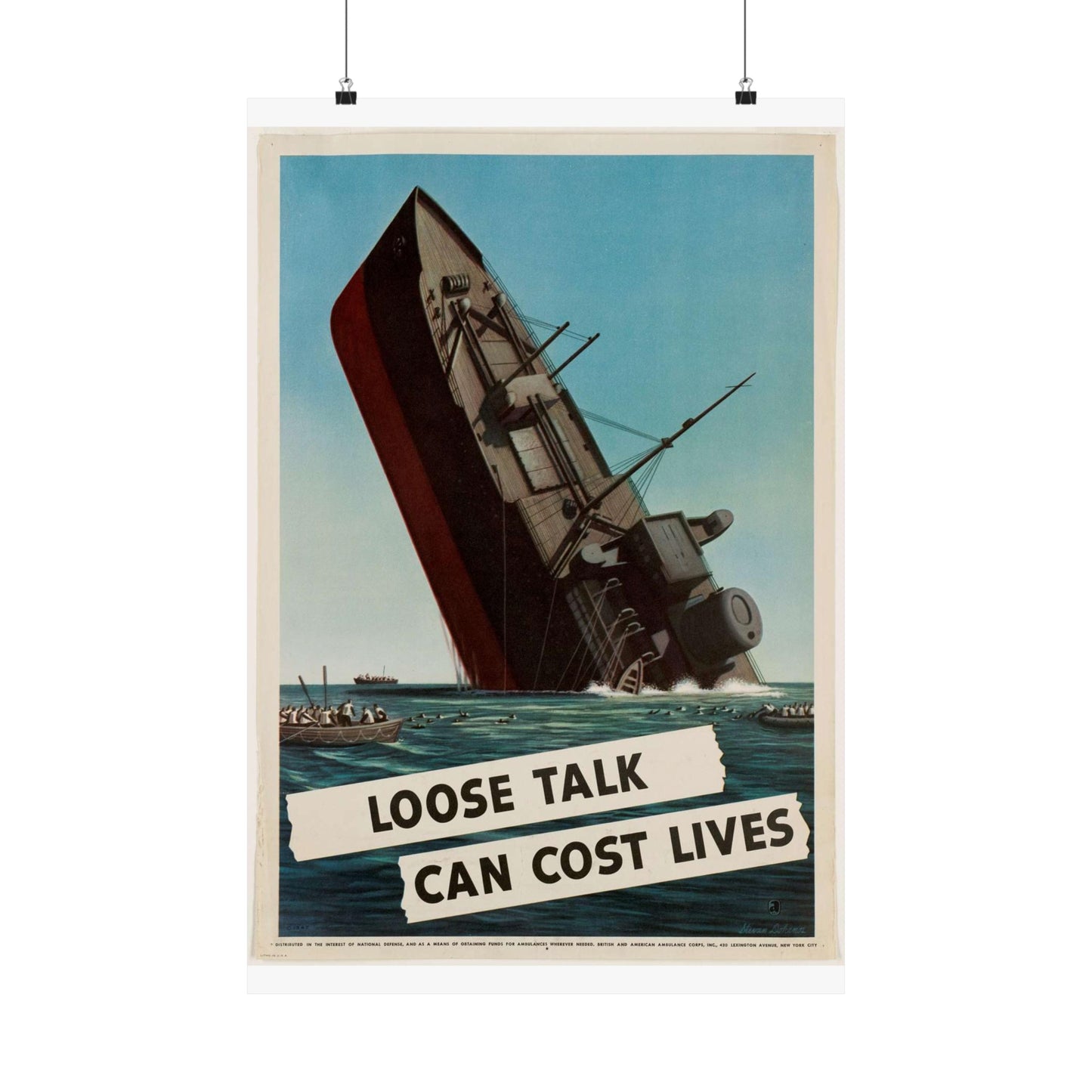 Loose talk can cost lives - Art Deco public domain image High Quality Matte Wall Art Poster for Home, Office, Classroom