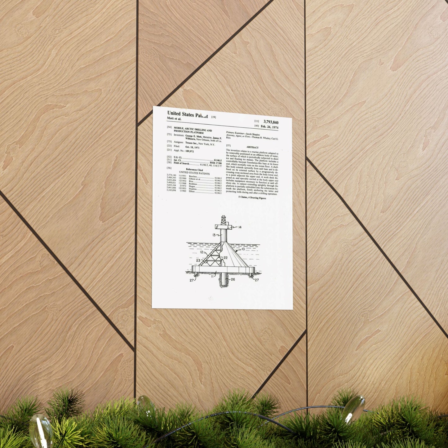 Patent Case File No. 3,793,840, Mobile Arctic Drilling and Production Platform, Inventor(s)- George E. Mott and James P. Wilbourn. - DPLA - 8f260bf2cd8926afbf4da017454f39b3 (page 6) High Quality Matte Wall Art Poster for Home, Office, Classroom