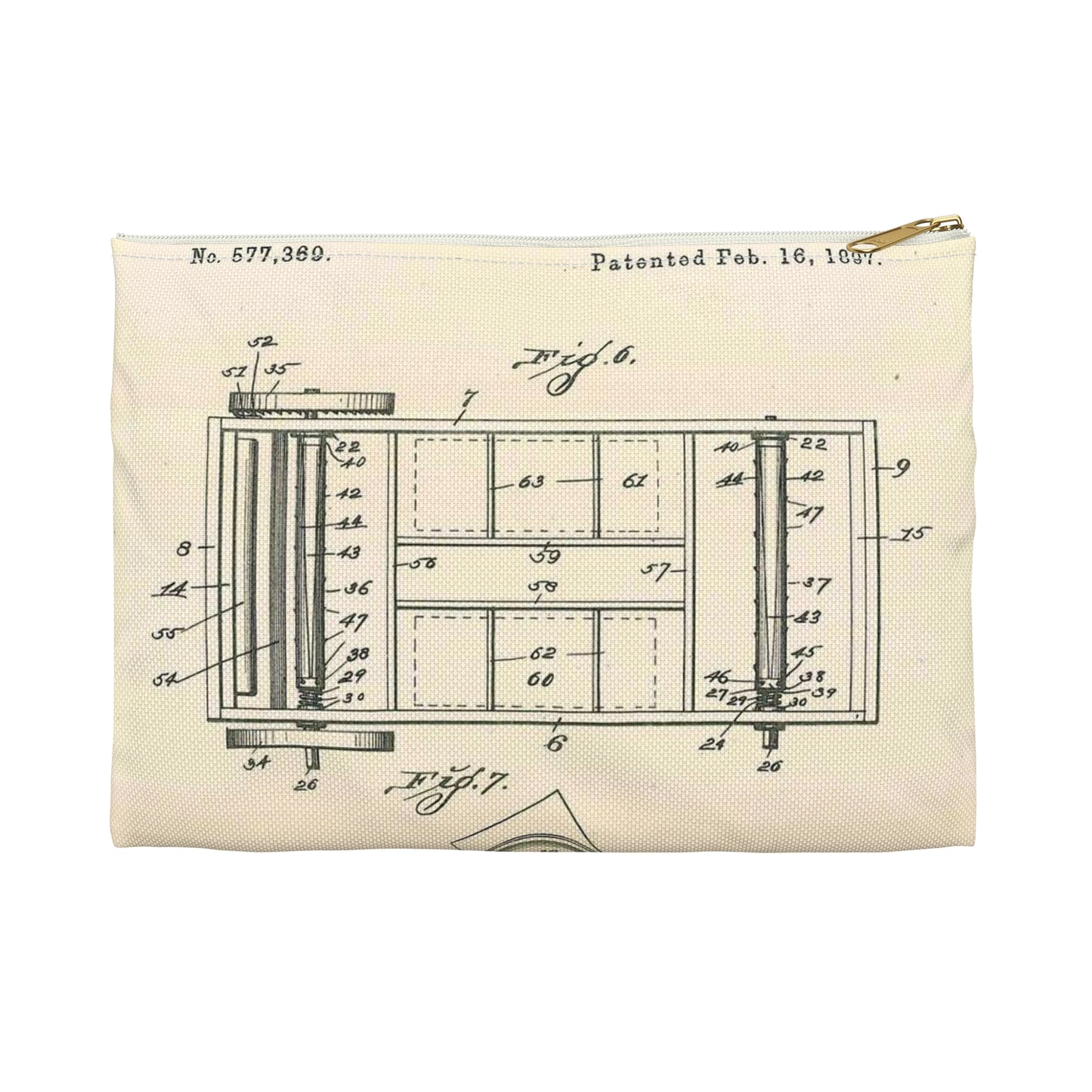 Patent Case File No. 577,369, Stenographer's Cabinet, Inventor- Arthur F. McIntire - DPLA - 2e93a65db0801a68cfced8a4f92d4df6 (page 40) Large Organizer Pouch with Black Zipper