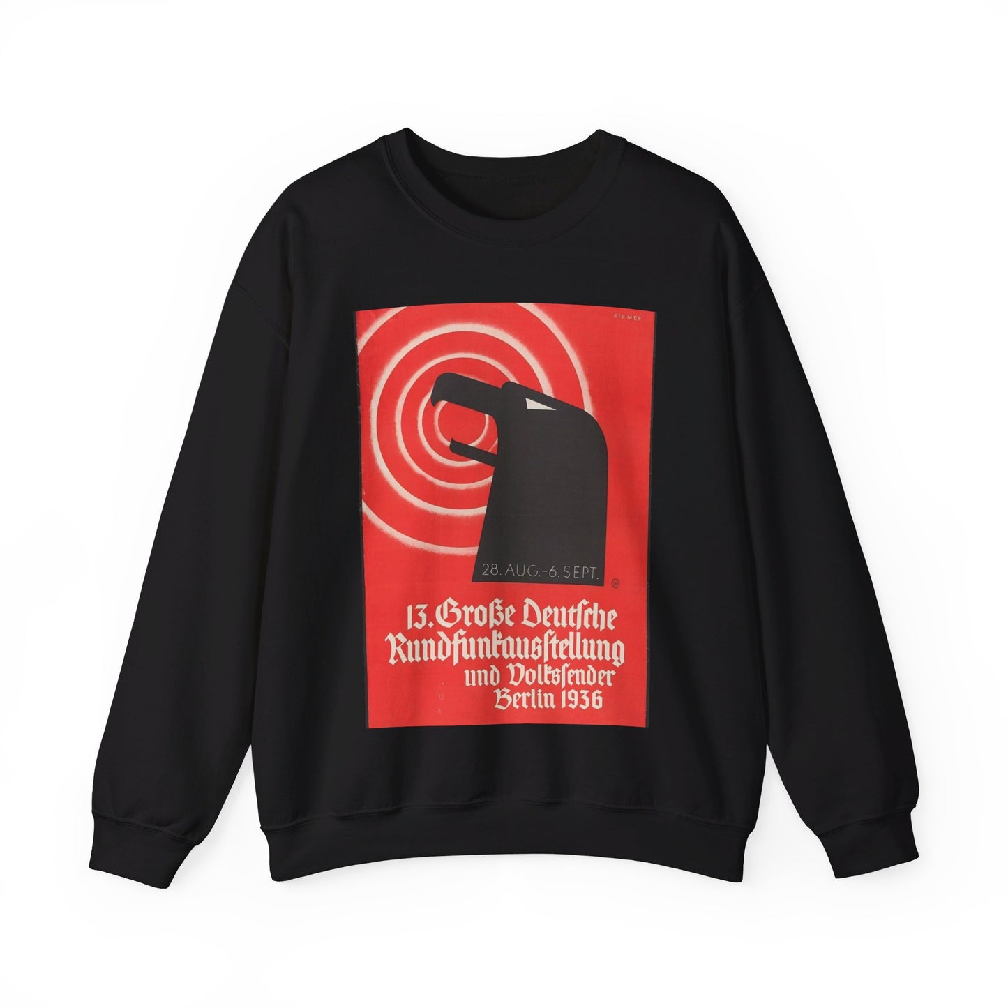 13 Grosse deutsche Rundfunkausstellung und Volkssender, Berlin 1936 / Riemer. Black Heavy Blend Adult Crew Neck SweatShirt