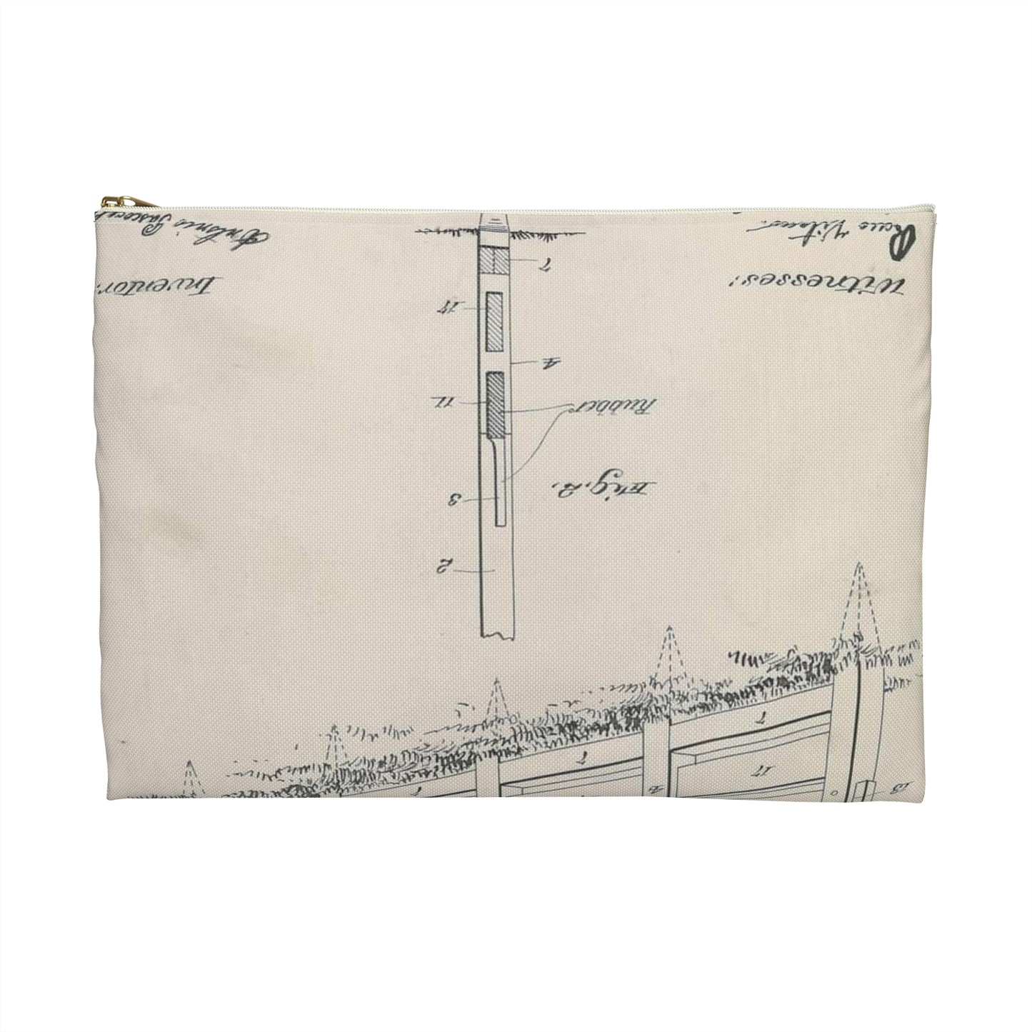 Patent Drawing of Engine - for A. Pascocello' Steeplechase or Hurdle Fence Public domain  image Large Organizer Pouch with Black Zipper