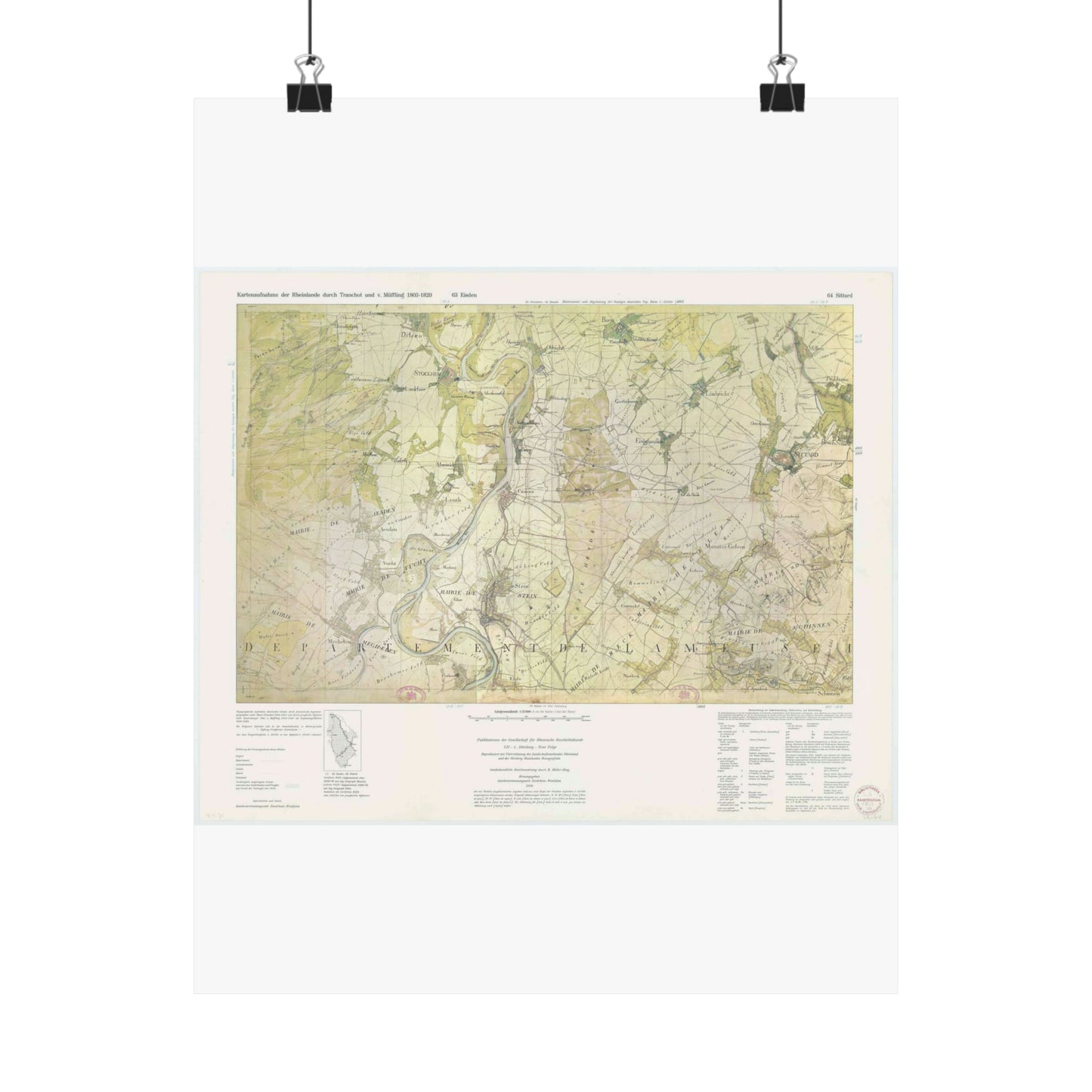 Tr K 63 Eisden - 64 Sittard - Public domain vintage map High Quality Matte Wall Art Poster for Home, Office, Classroom