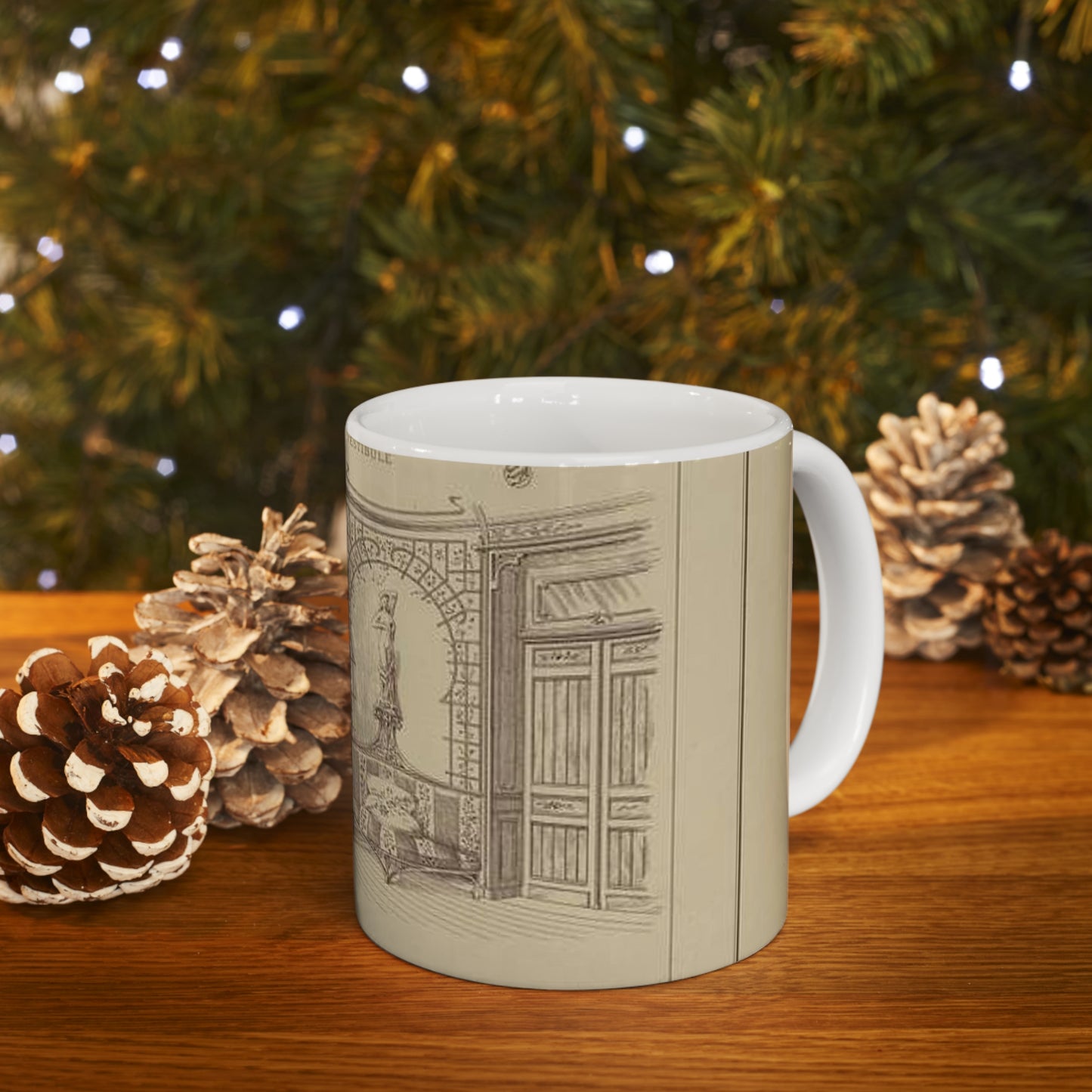 Vestibule : décor de baie en bois découpé sur treillage doré. Lambris, meubles et porte en bois de frêne verni. Etoffe des sièges et de la baie en soie brochée. Beautiful Novelty Ceramic Coffee Mug 11oz