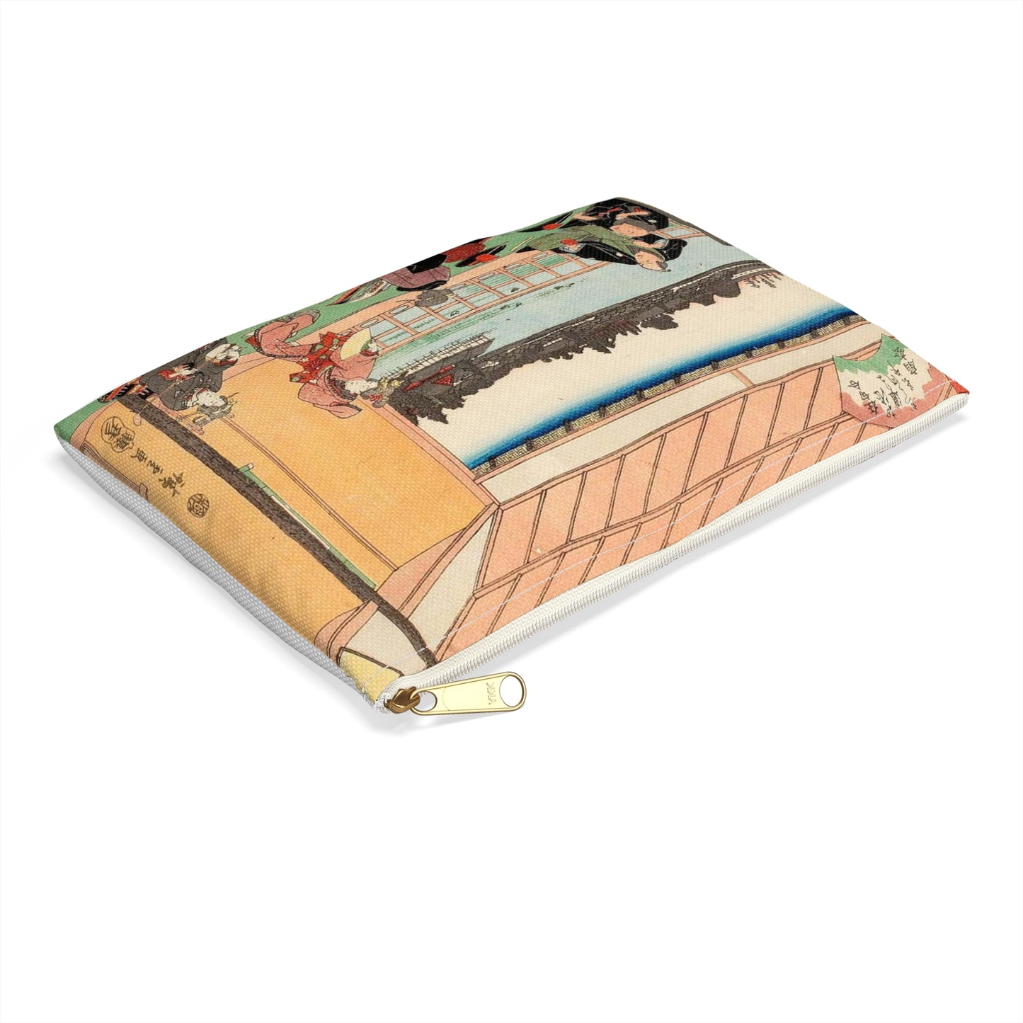 Hiroshige, Kawachirô on the Shitaya Hironokôji (Shitaya hirokôji tôeisanroku kawachirô jô shuen no zu) Large Organizer Pouch with Black Zipper
