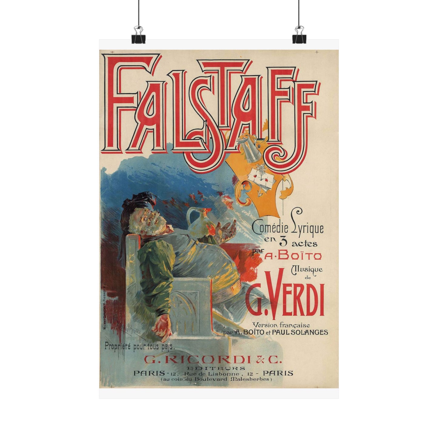 Adolfo Hohenstein - Poster for first French production of Giuseppe Verdi's Falstaff High Quality Matte Wall Art Poster for Home, Office, Classroom