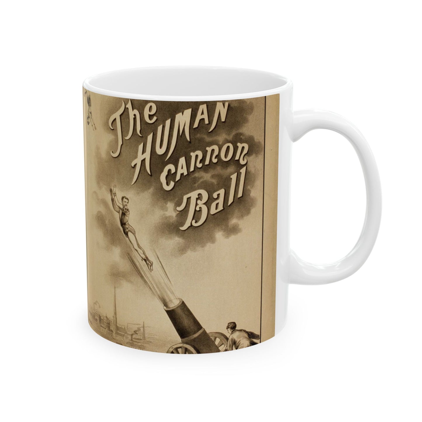 Poster - The human canon ball - Public domain lithograph Beautiful Novelty Ceramic Coffee Mug 11oz