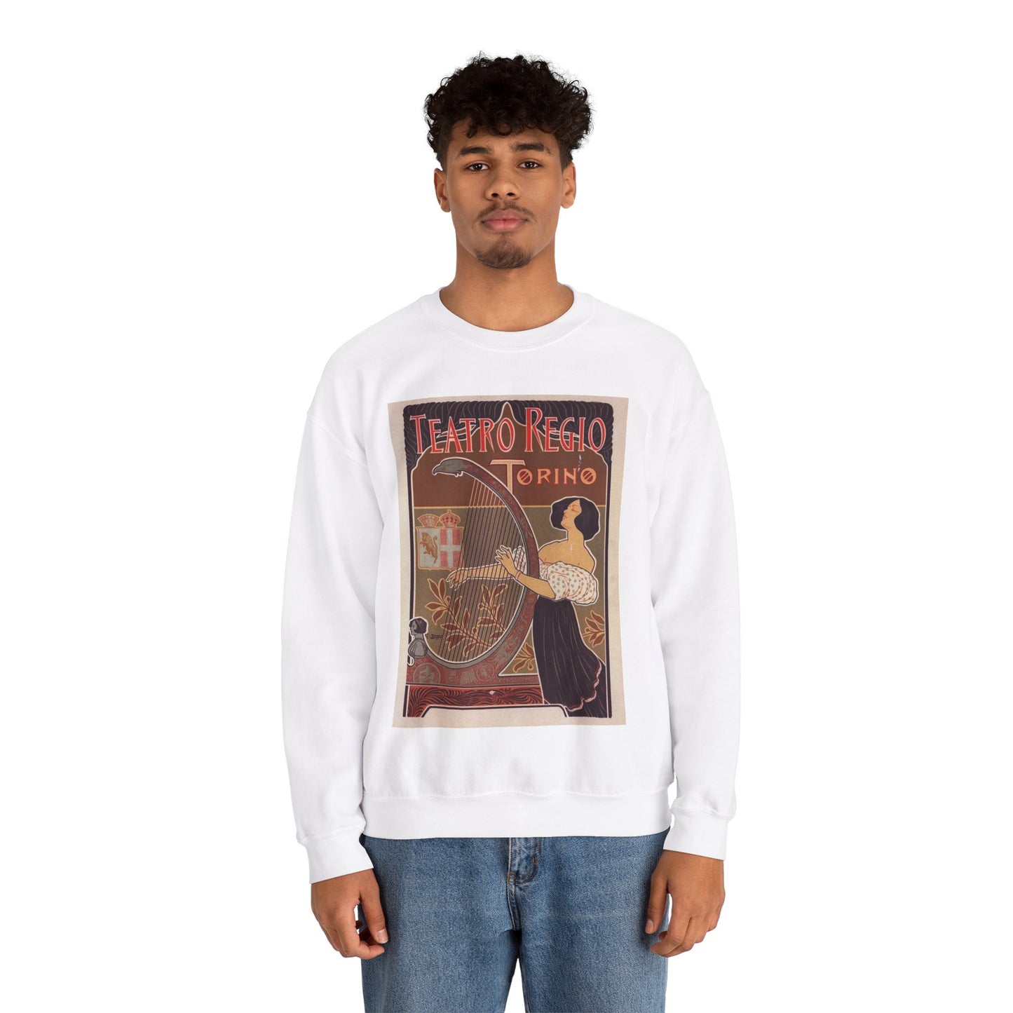 Affiche italienne pour le "Théâtre royal de Turin" White Heavy Blend Adult Crew Neck SweatShirt