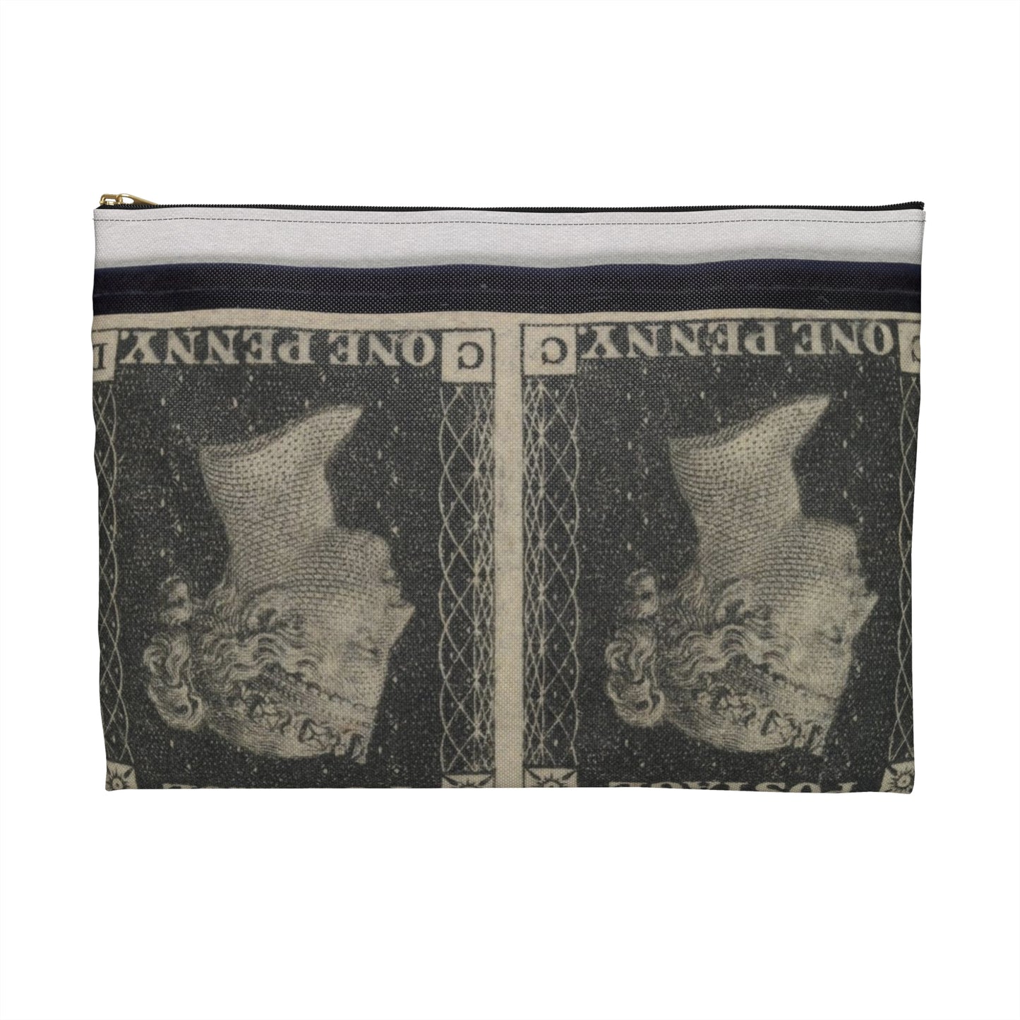 "Penny Black" postage stamps - postal stamp Large Organizer Pouch with Black Zipper