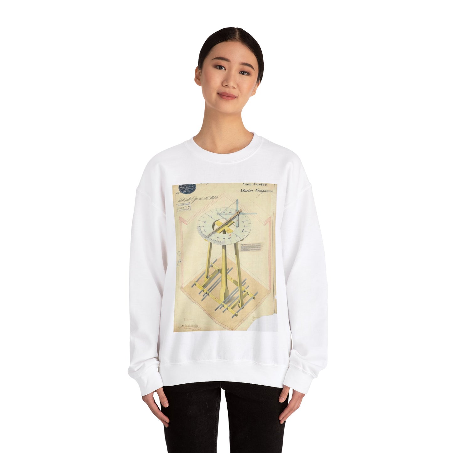 Patent drawing - Drawing of Marine Compasses Public domain  image White Heavy Blend Adult Crew Neck SweatShirt