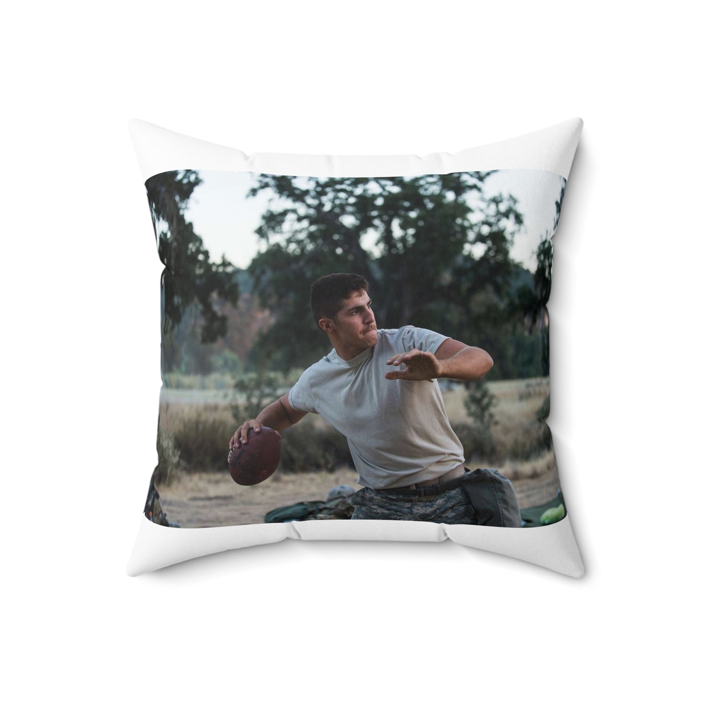 Spc. David Butcher, a U.S. Army Reserve military police Decorative Accent Square Pillow