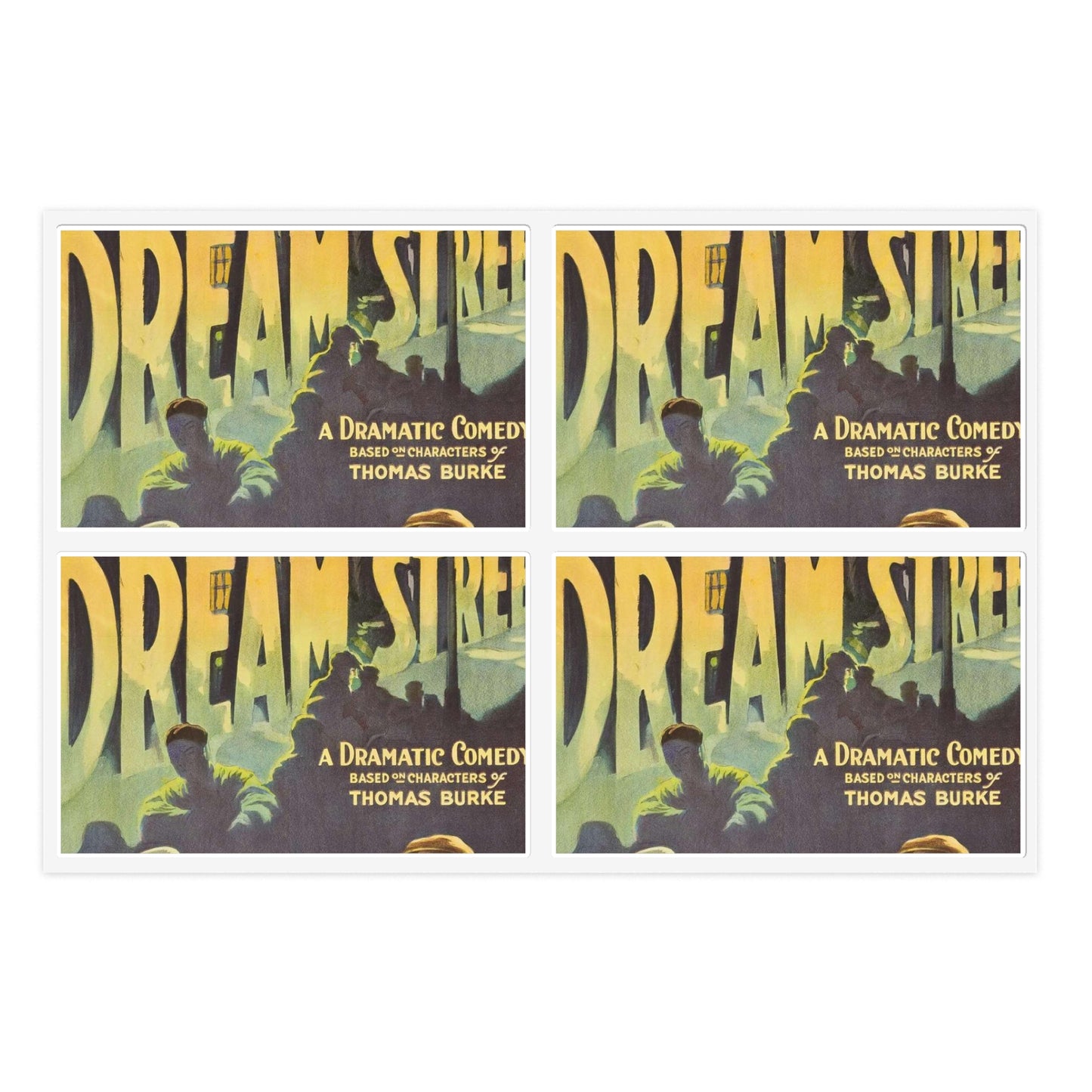 Poster - Dream Street - Public domain lithograph Laminated UV Protective Vinyl Stickers