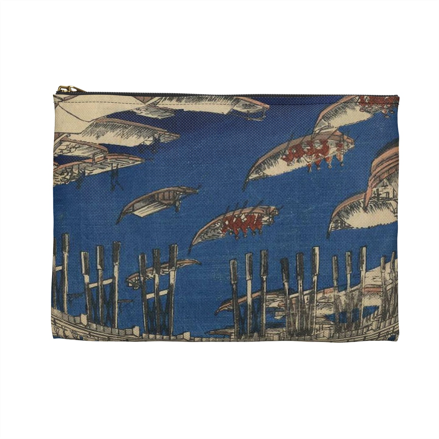 Nihonbashi yukibare, Andō Hiroshige - Ukiyo e print Large Organizer Pouch with Black Zipper