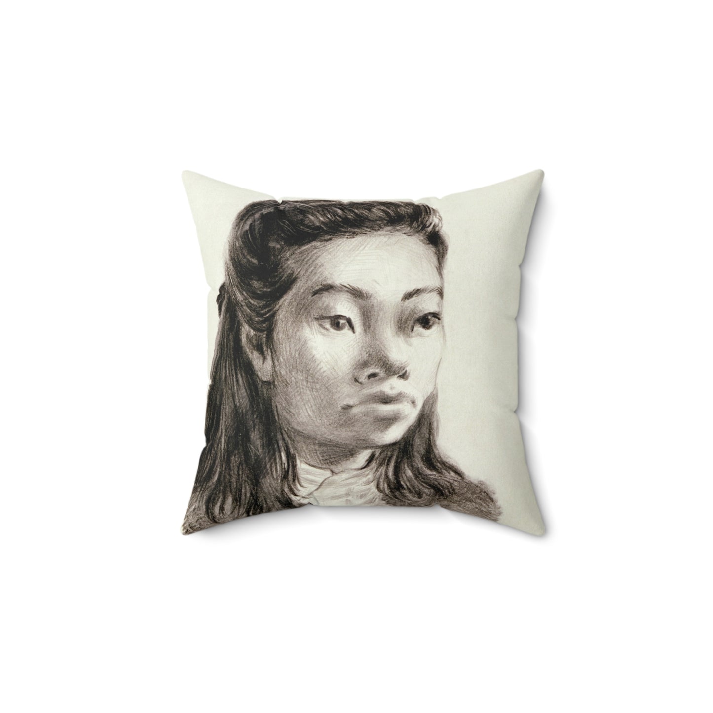 Artwork: "Student," China, 1945- Artist: John G. Hanlen Decorative Accent Square Pillow