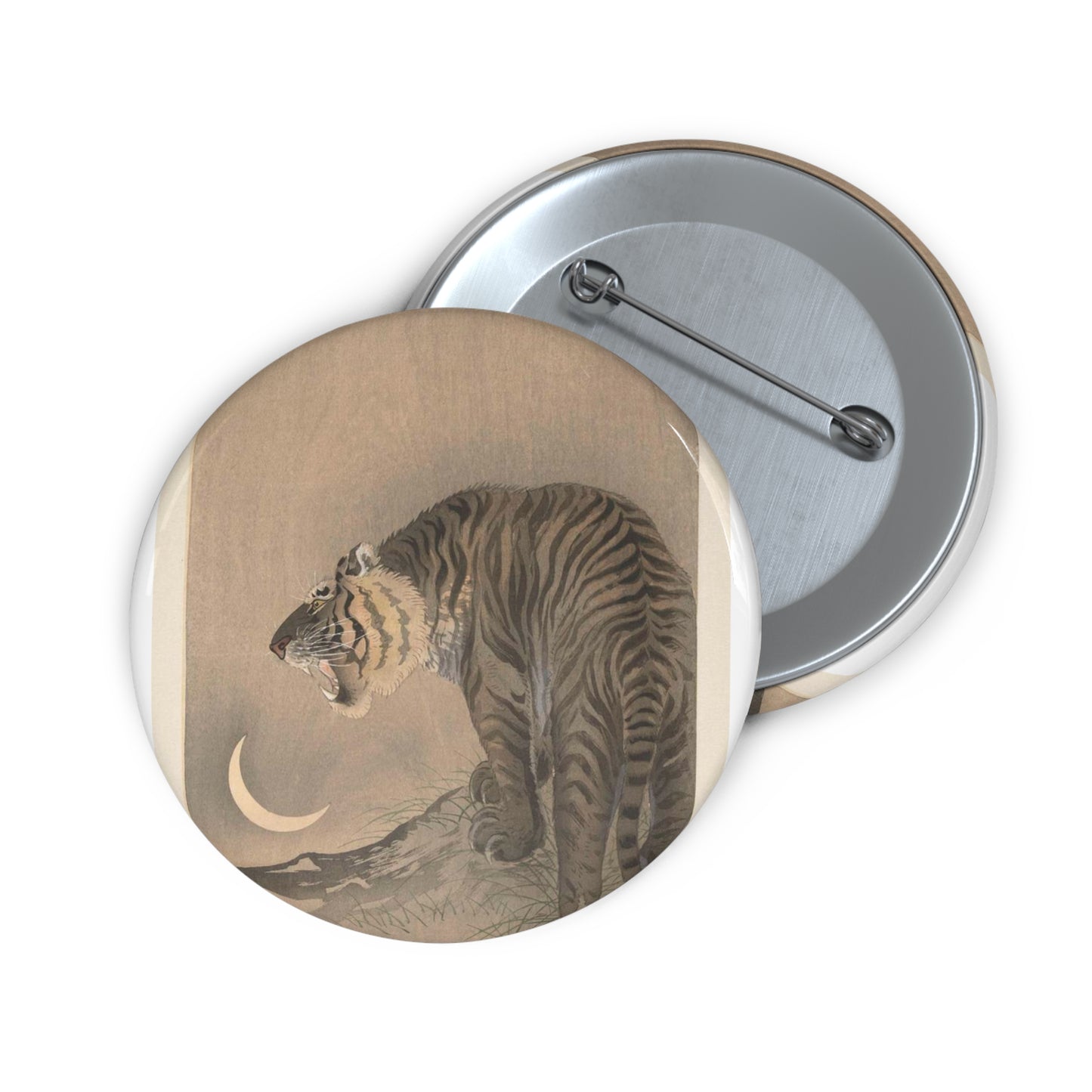 Brullende tijger, Ohara Koson - Rijksmuseum public domain dedication image Pin Buttons with Crisp Design