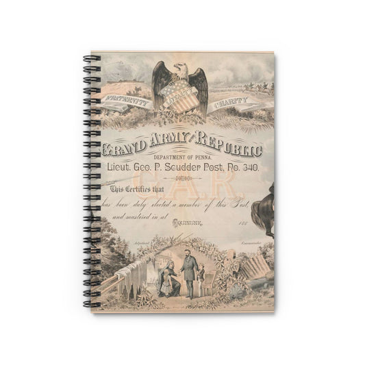 Grand Army of the Republic. Department of Penna. Lieut. George P. Scudder Post, No. 340 Spiral Bound Ruled Notebook with Printed Cover