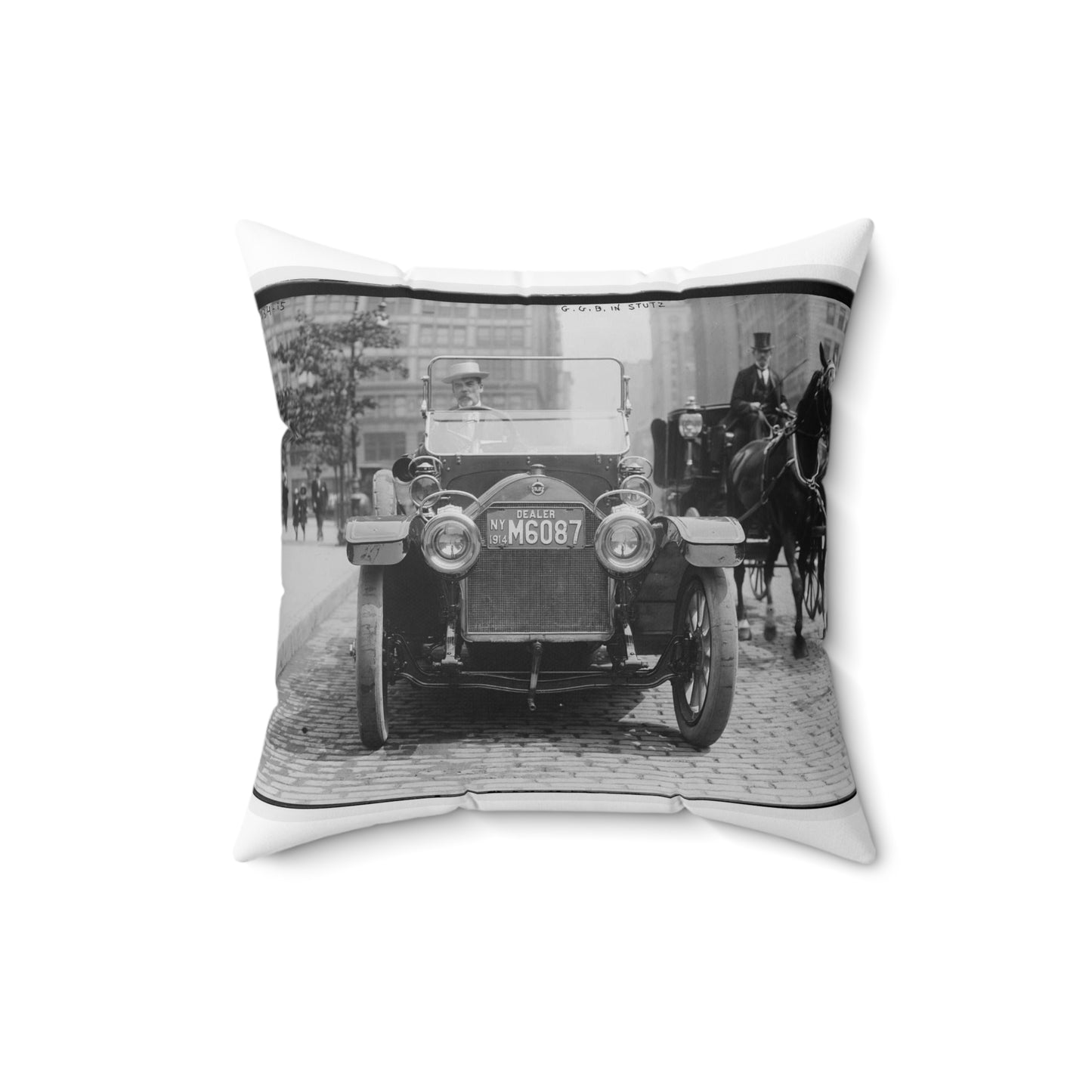 G.G.B. i.e., George Grantham Bain in Stutz Decorative Accent Square Pillow