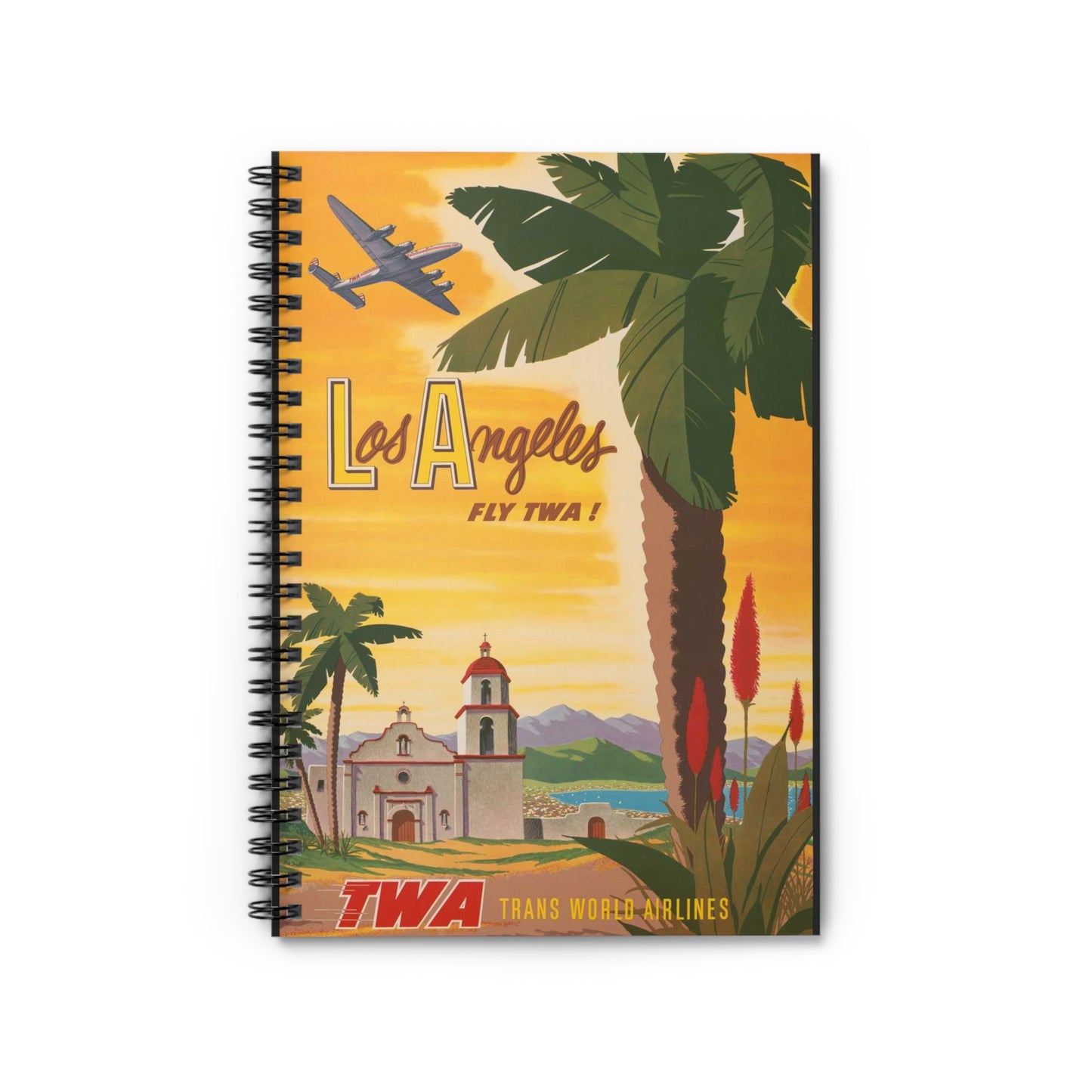 Los Angeles - fly TWA! Bob Smith Spiral Bound Ruled Notebook with Printed Cover