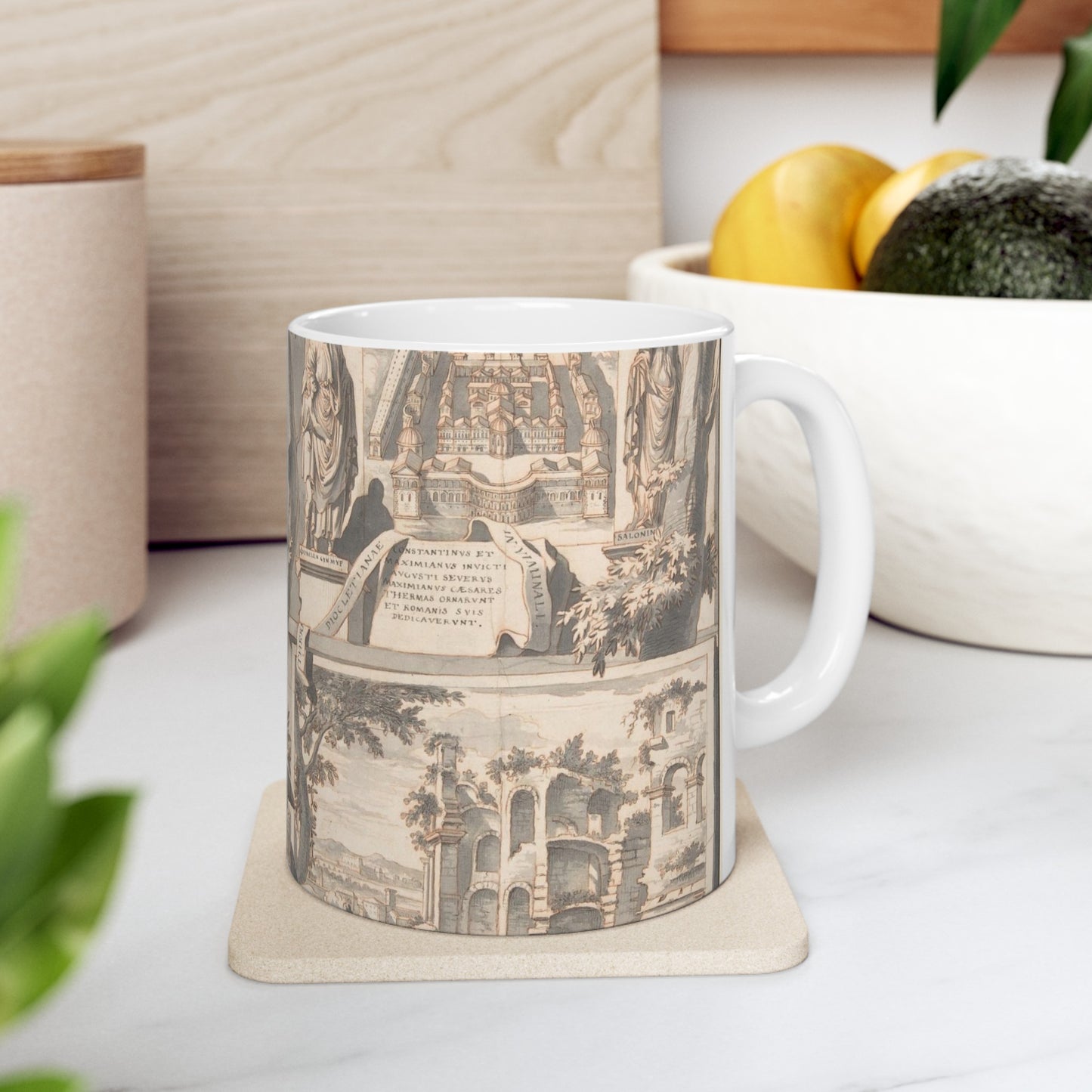 A Reconstruction of the Thermae of Diocletian (above) and a View of the Ruins (below) Beautiful Novelty Ceramic Coffee Mug 11oz