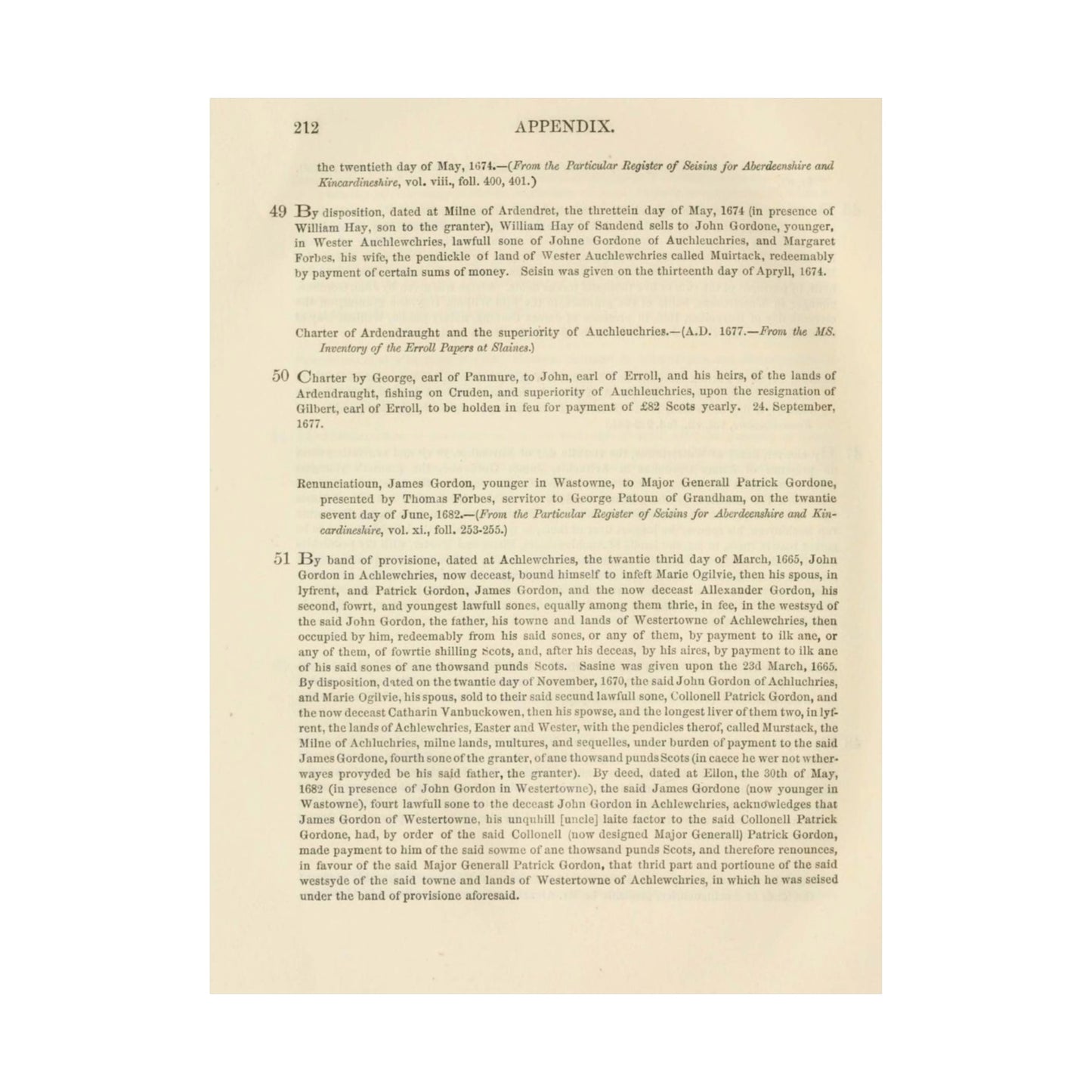 212 APPENDIX.   the twentieth day of May, 1674. — {From the Particular Register of Seisins for Aberdeenshire and  Kincardineshire High Quality Matte Wall Art Poster for Home, Office, Classroom