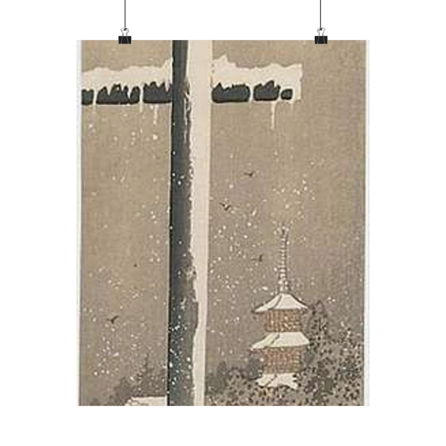 Koson - torii-and-crow-in-the-snow, Ohara Koson High Quality Matte Wall Art Poster for Home, Office, Classroom