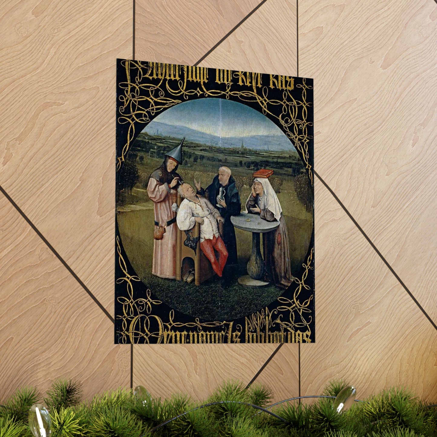 Hieronymus Bosch 053 - A painting of a group of people sitting around a table High Quality Matte Wall Art Poster for Home, Office, Classroom