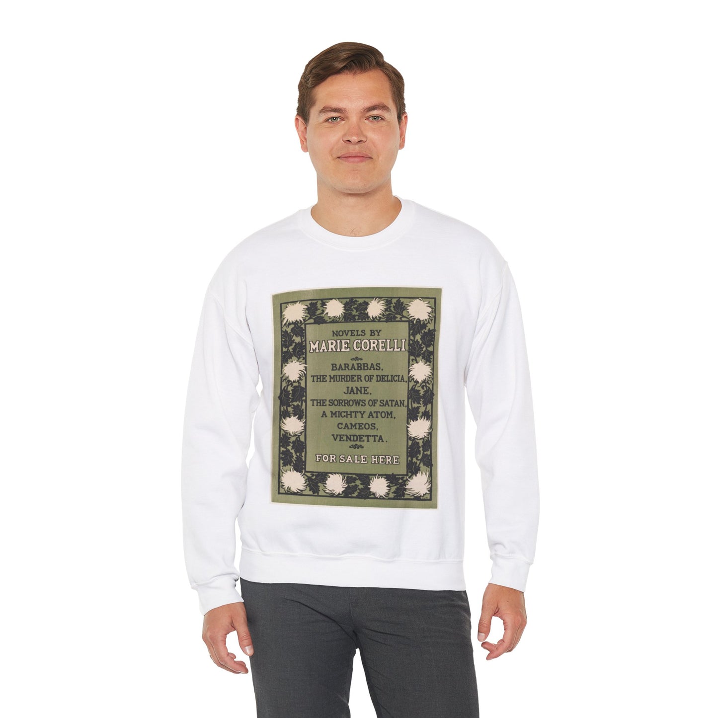 Novels by Marie Corelli, Art Nouveau poster White Heavy Blend Adult Crew Neck SweatShirt