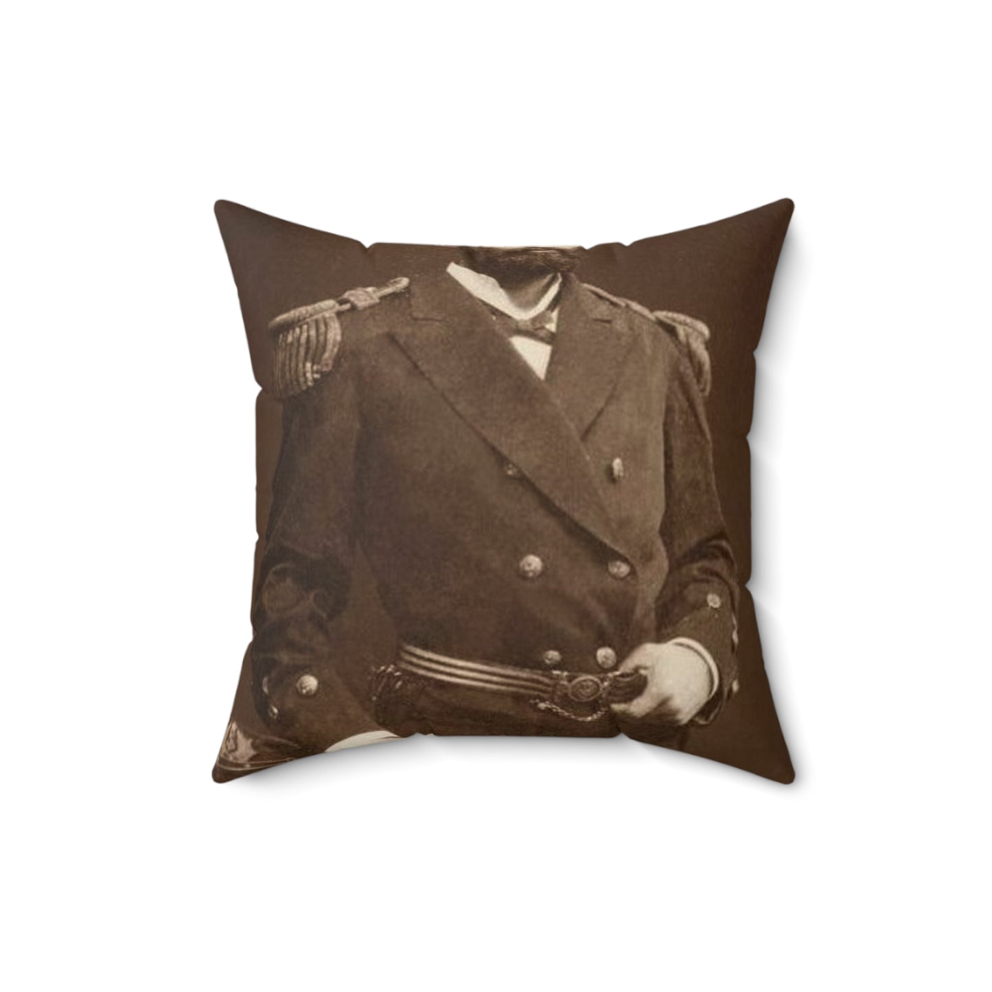 Foto A.Prat - A black and white photo of a man in uniform Decorative Accent Square Pillow