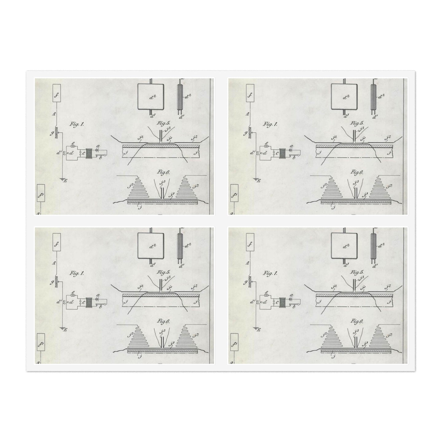 Patent drawing - for G. Marconi's Apparatus for Wireless Telegraphy Public domain  image Laminated UV Protective Vinyl Stickers
