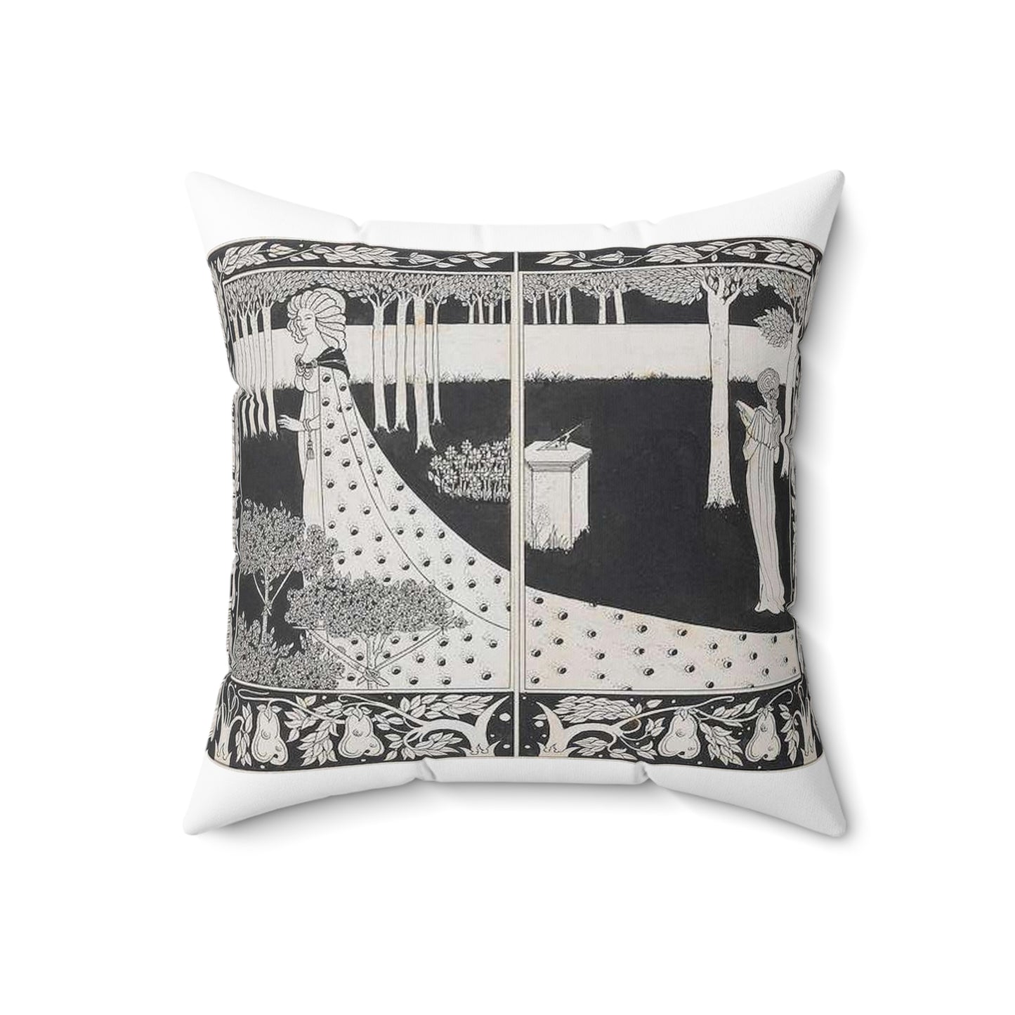 Aubrey Beardsley - La Beale Isould at Joyous Gard Decorative Accent Square Pillow