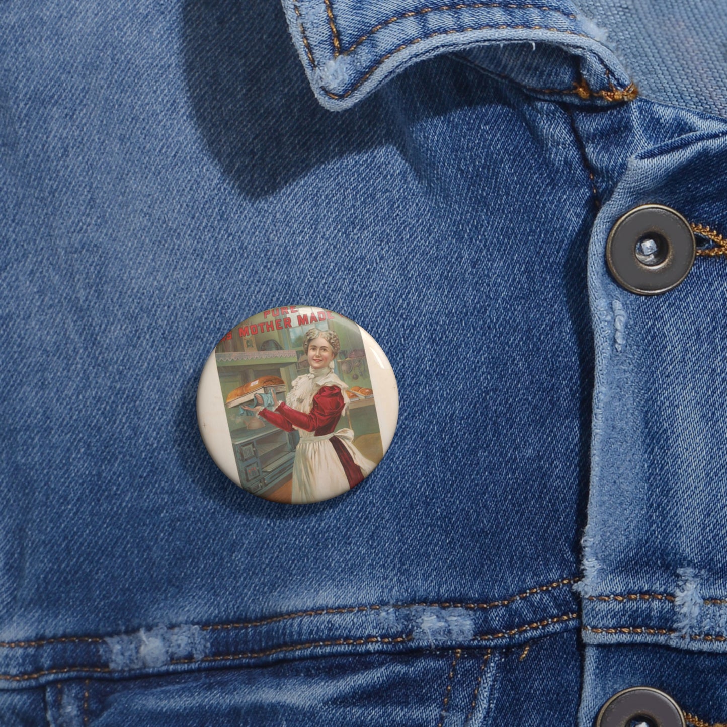 "Mother's bread" pure as mother made it. Made by J.A. Dahn & Son, 15, 17, 19, North Oxford St., Brooklyn Pin Buttons with Crisp Design