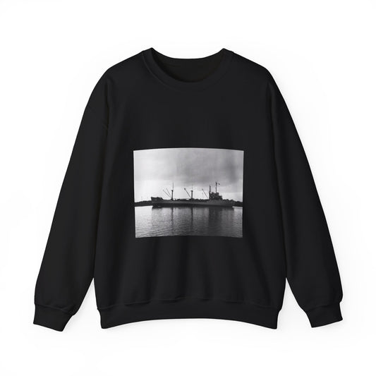 USS Merapi (AF-38) underway on 17 January 1958 (USN 1033595) Black Heavy Blend Adult Crew Neck SweatShirt