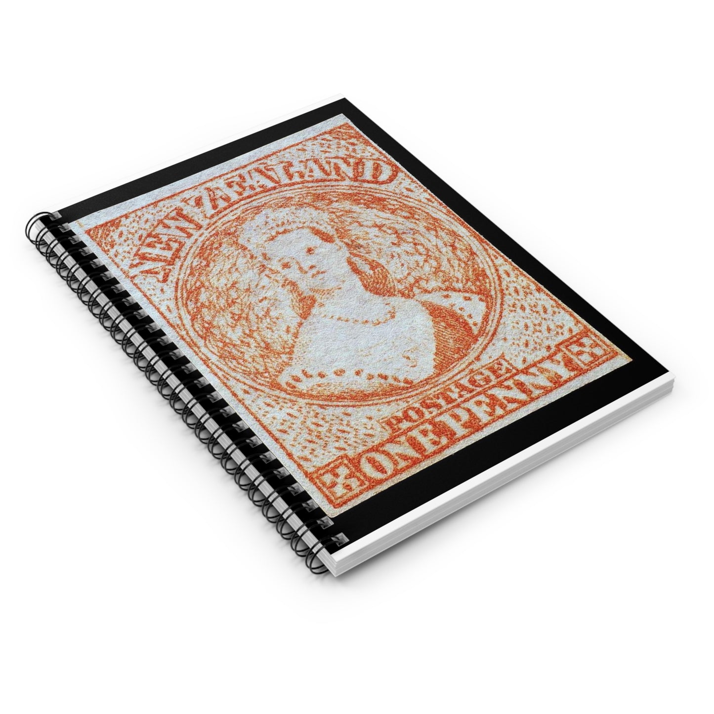 Issued one penny 'Full-Face Queen' [Chalon Head] definitive stamp Spiral Bound Ruled Notebook with Printed Cover