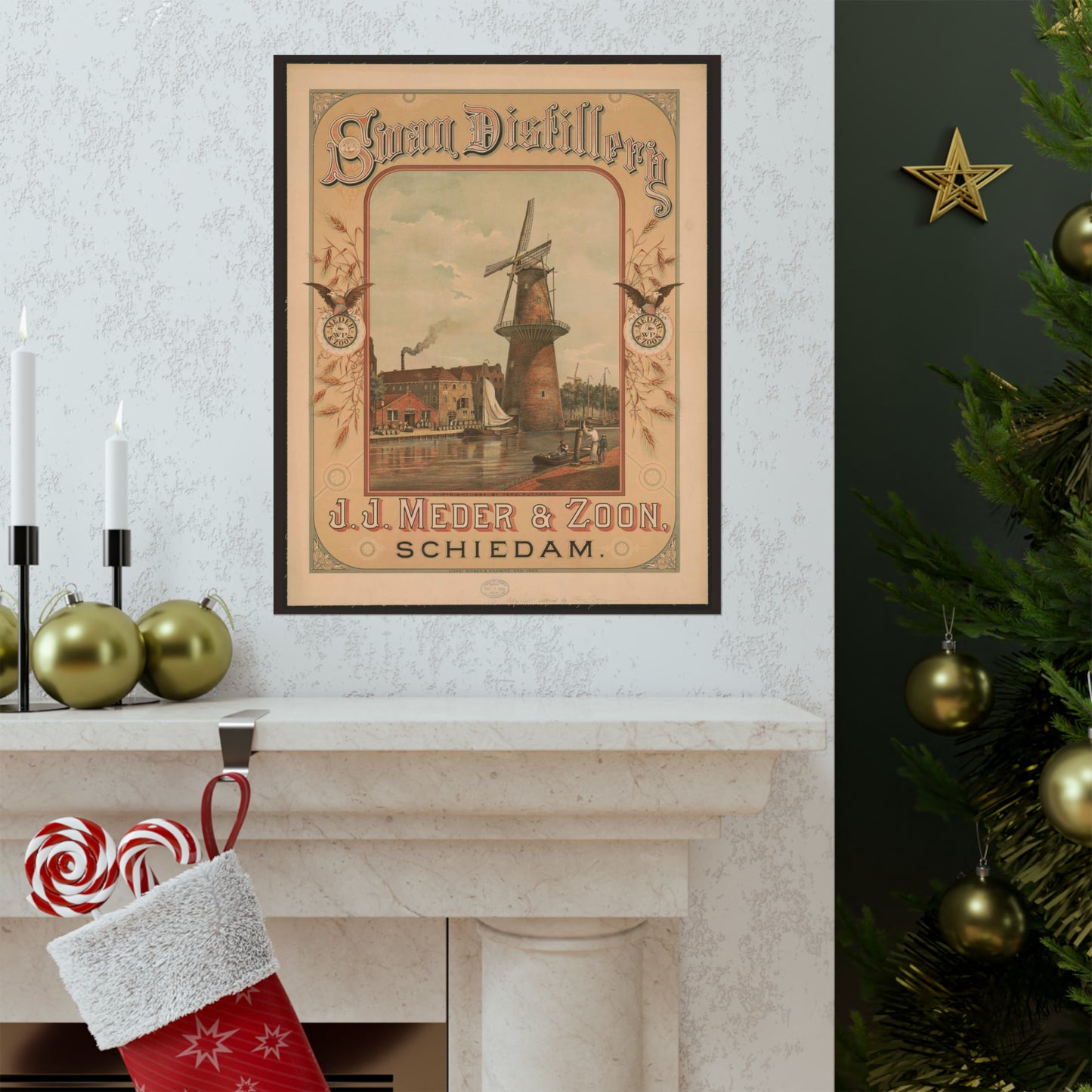 Swan Distillery, J.J. Meder & Zoon, Schiedam High Quality Matte Wall Art Poster for Home, Office, Classroom
