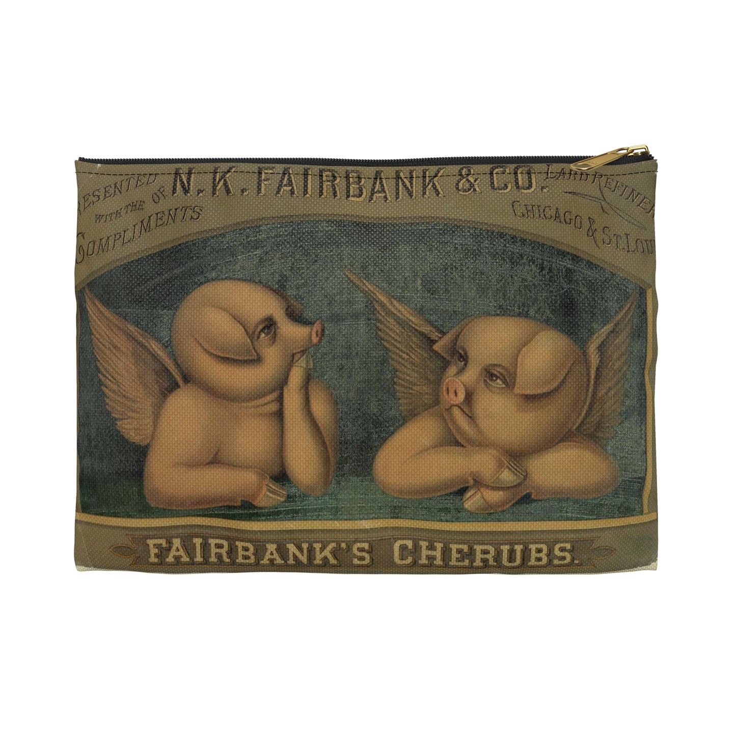 Fairbank's cherubs--Presented with the compliments of N.K. Fairbank & Co., lard refiners, Chicago & St. Louis Large Organizer Pouch with Black Zipper