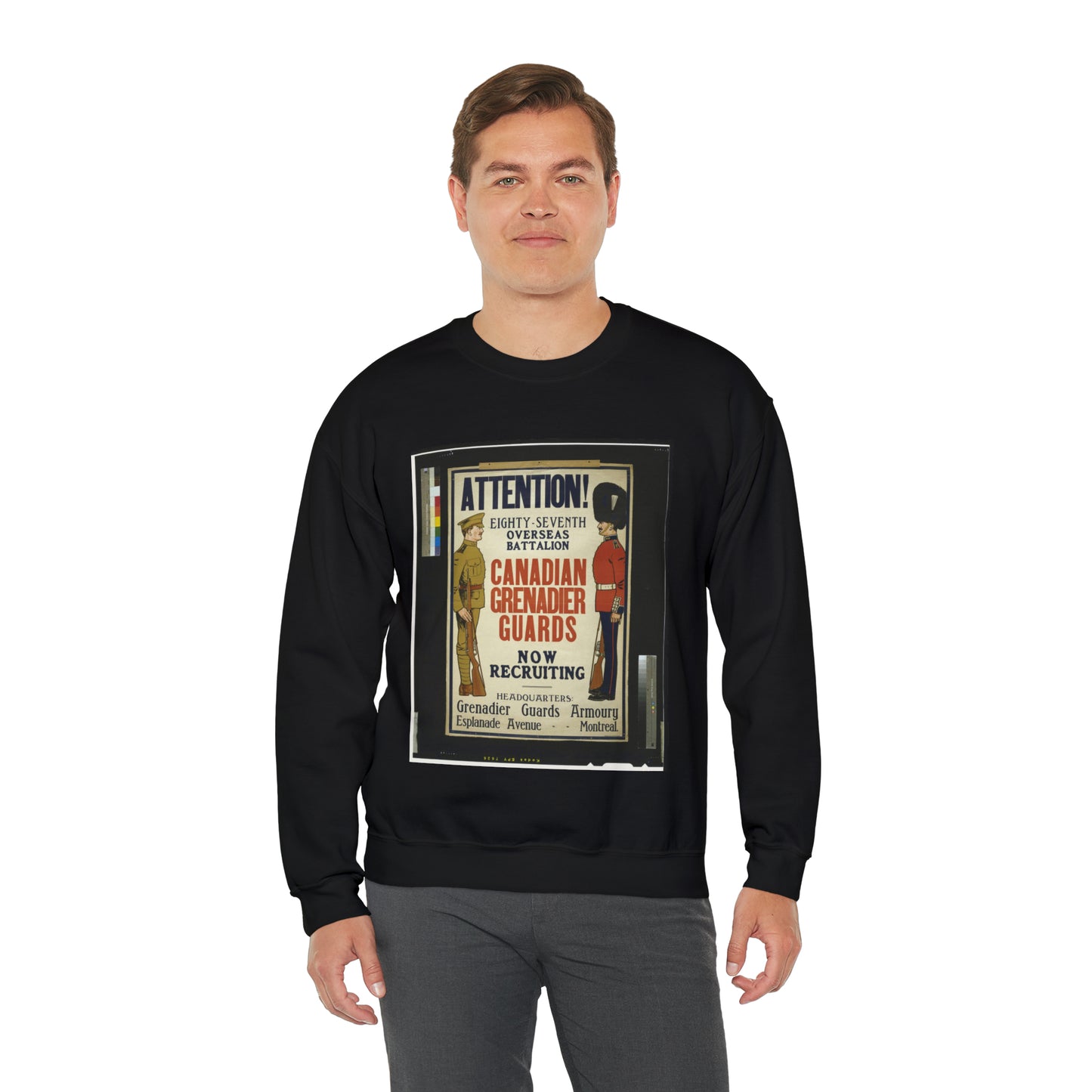 Attention! ... Canadian Grenadier Guards now recruiting Black Heavy Blend Adult Crew Neck SweatShirt