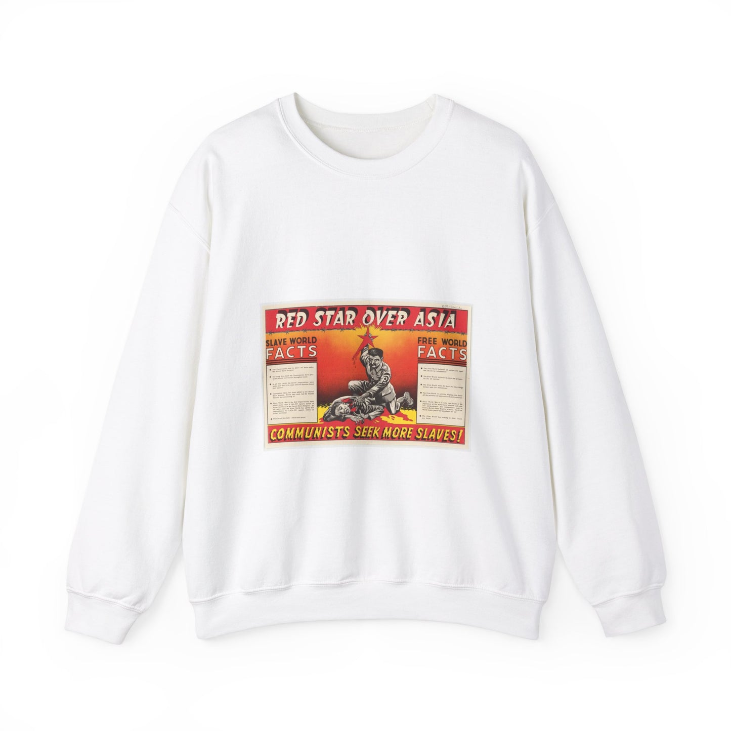 Red Star Over Asia PO-24-E, United States information service propaganda White Heavy Blend Adult Crew Neck SweatShirt