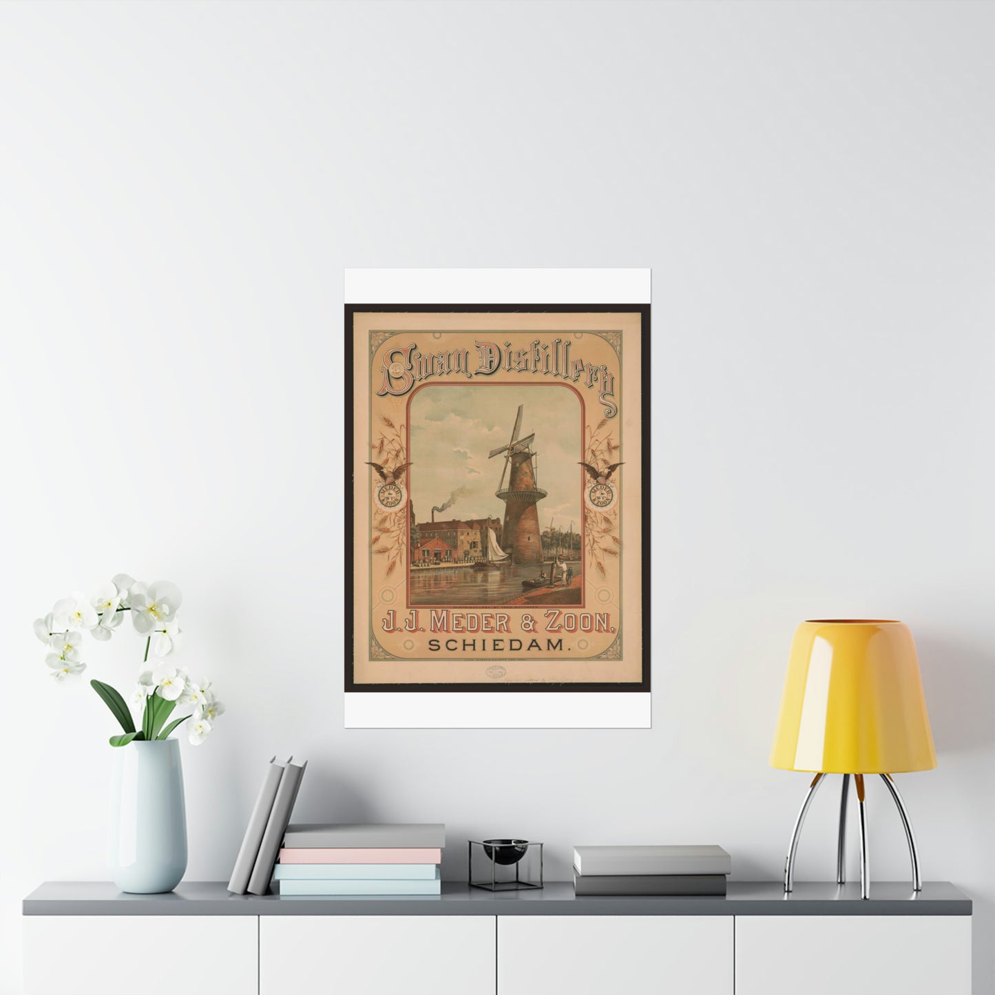 Swan Distillery, J.J. Meder & Zoon, Schiedam High Quality Matte Wall Art Poster for Home, Office, Classroom
