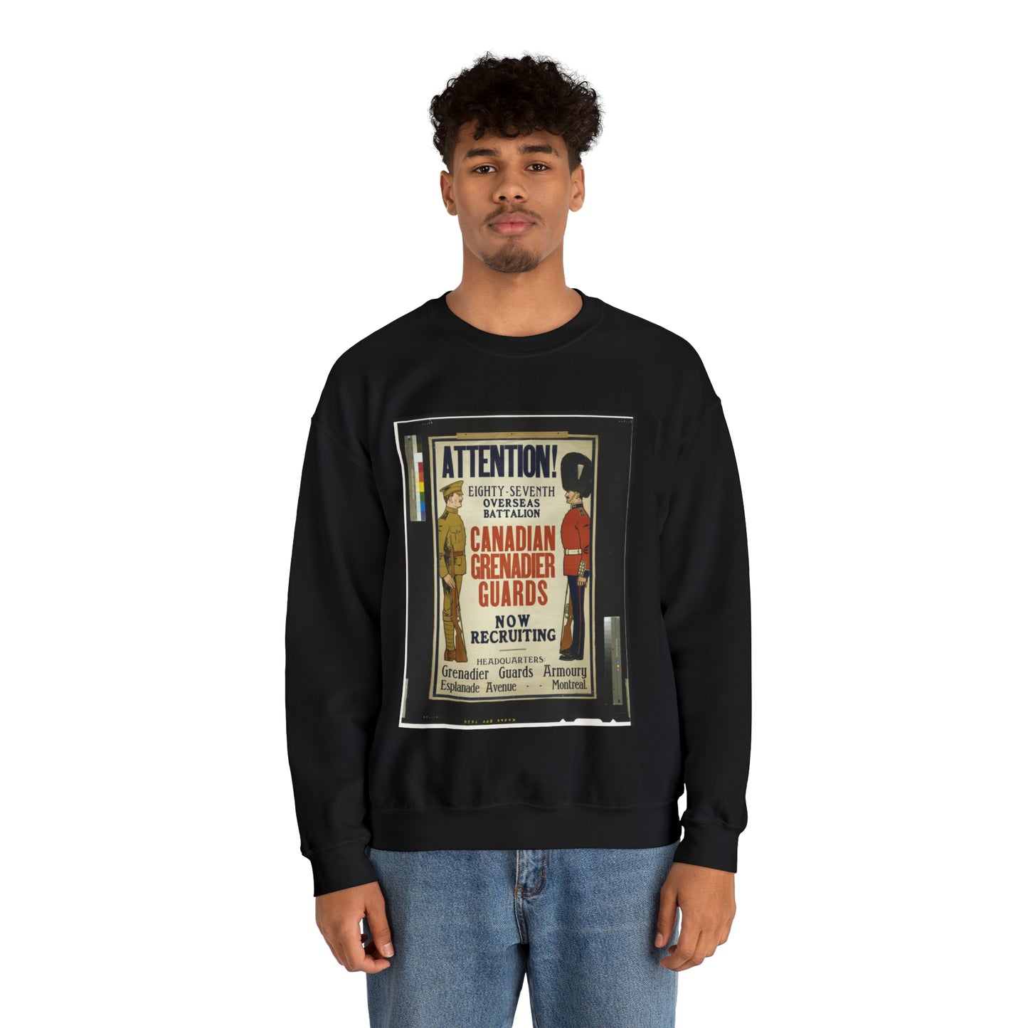 Attention! ... Canadian Grenadier Guards now recruiting Black Heavy Blend Adult Crew Neck SweatShirt