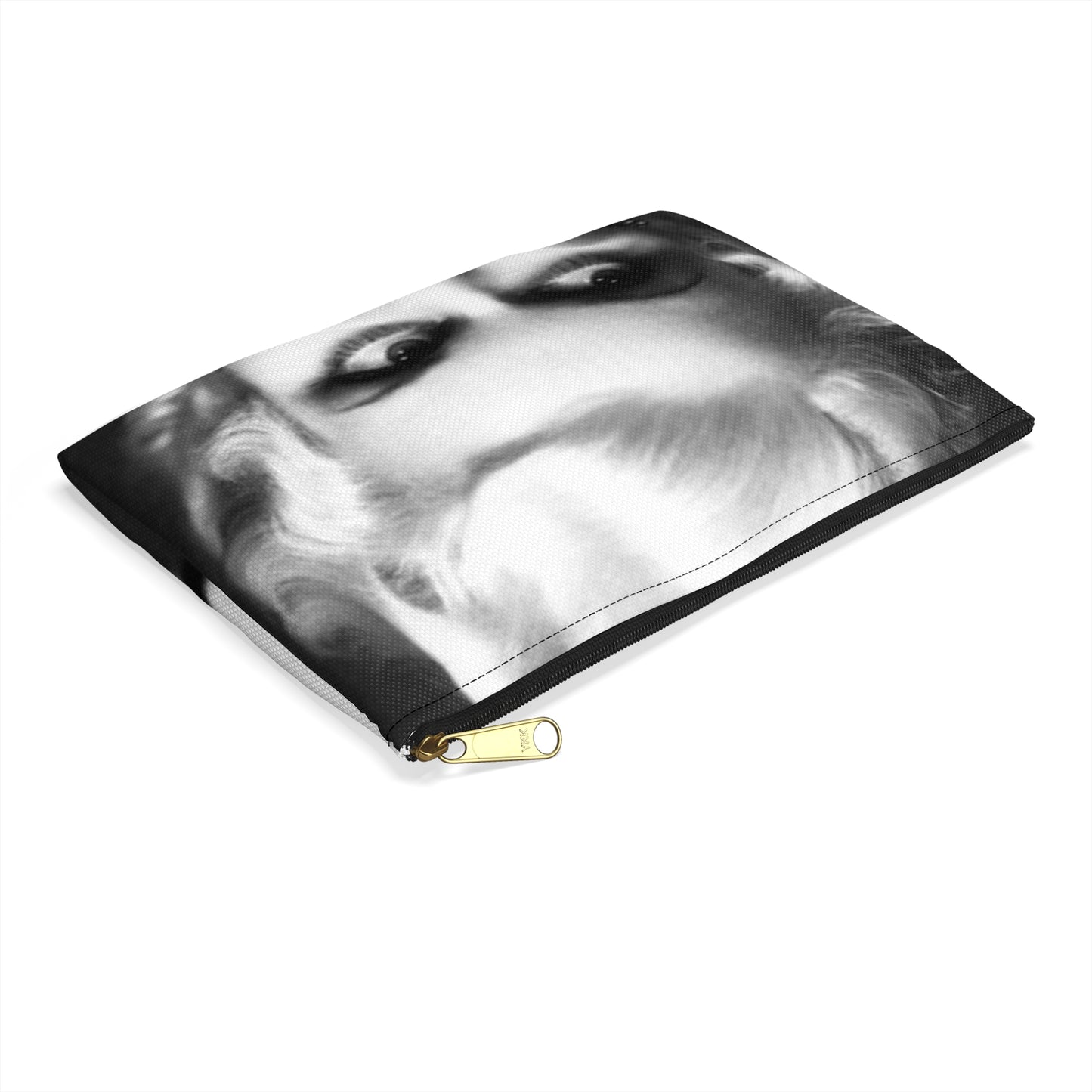 A black and white photo of a woman in a dress. Jean harlow actress film. Large Organizer Pouch with Black Zipper