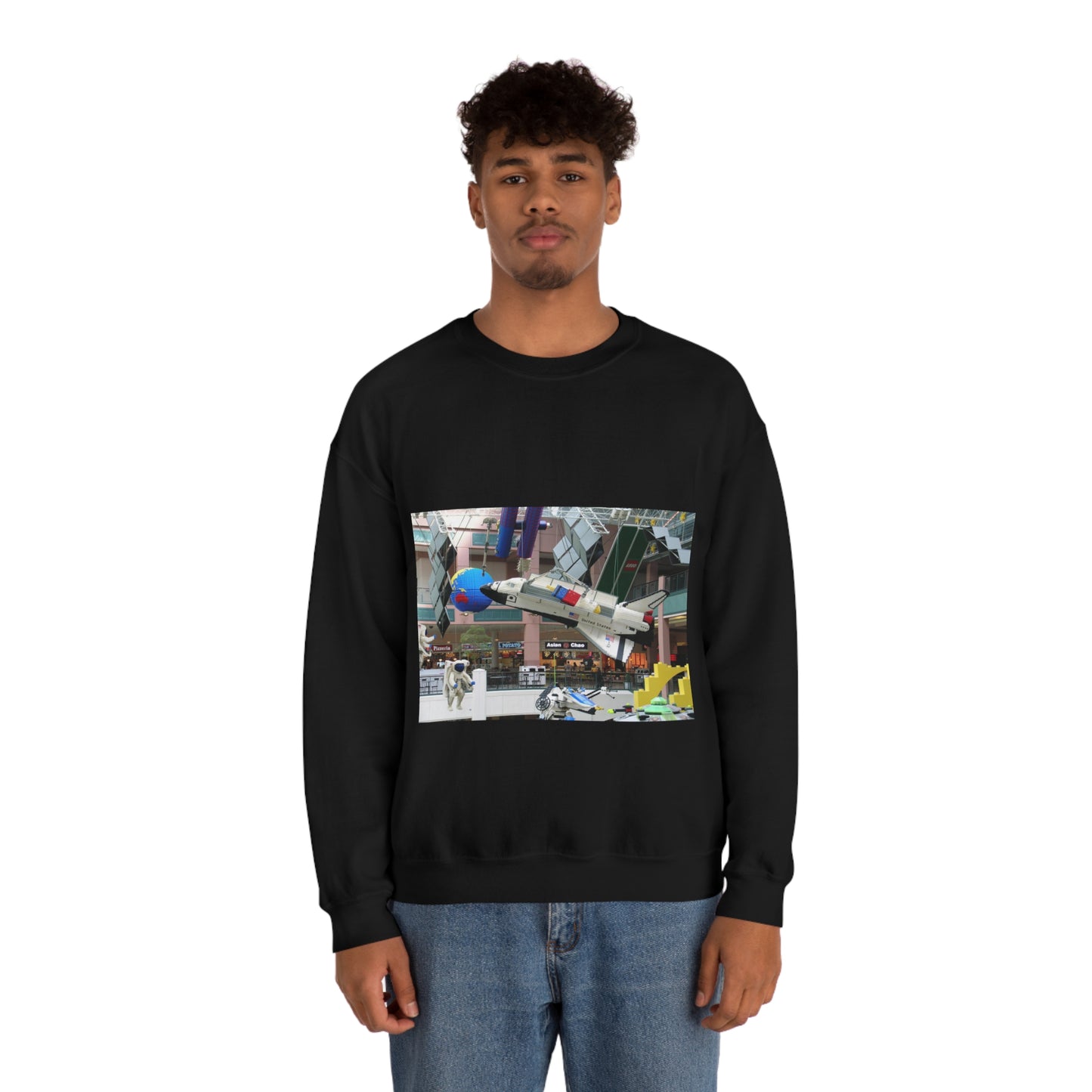 Grand Rounds Scenic Byway - Huge Lego Spaceship in the Mall of America Black Heavy Blend Adult Crew Neck SweatShirt