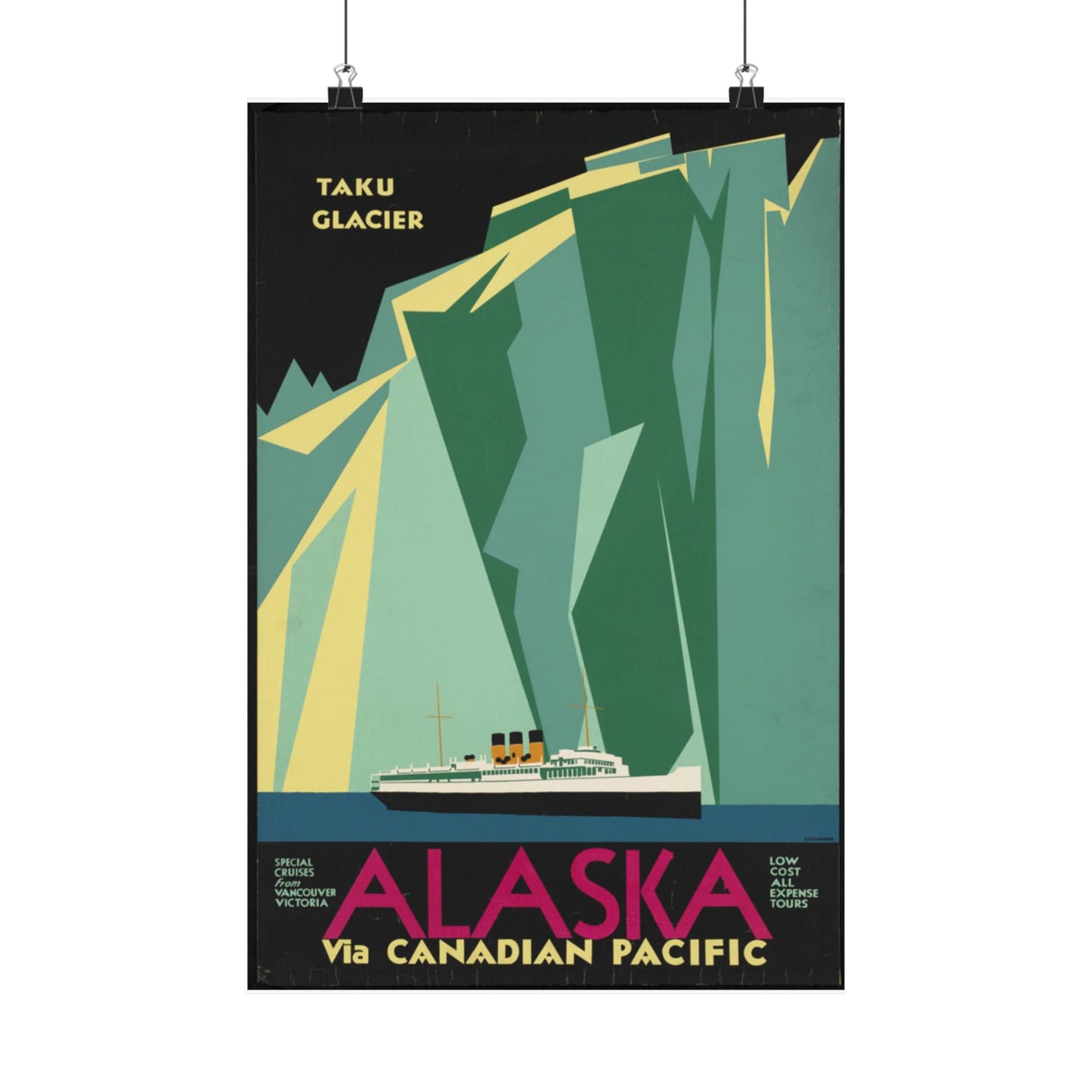 Alaska. Vintage Travel Poster., Art Deco Poster High Quality Matte Wall Art Poster for Home, Office, Classroom