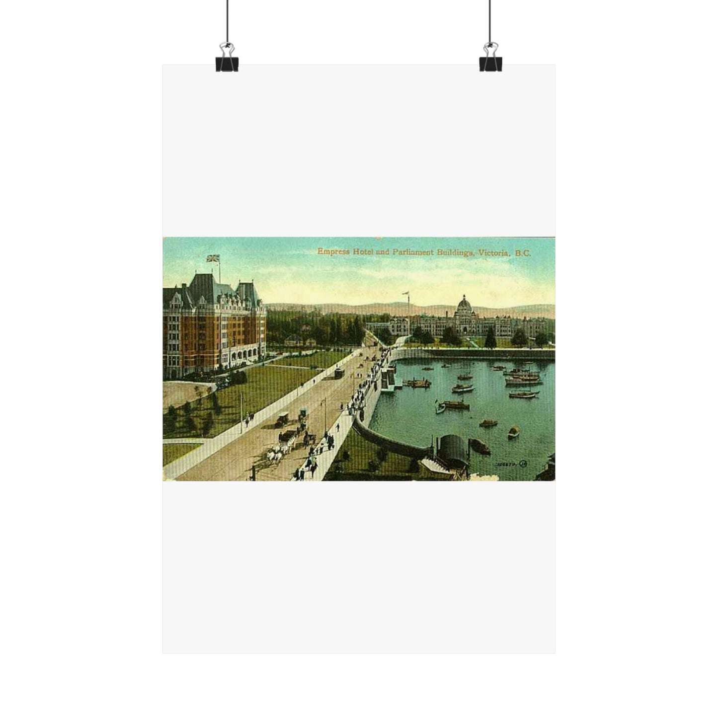 Empress Hotel and Parliament Buildings by the harbor in Victoria, British Columbia, between 1903 and 1913 (AL+CA 2080) High Quality Matte Wall Art Poster for Home, Office, Classroom