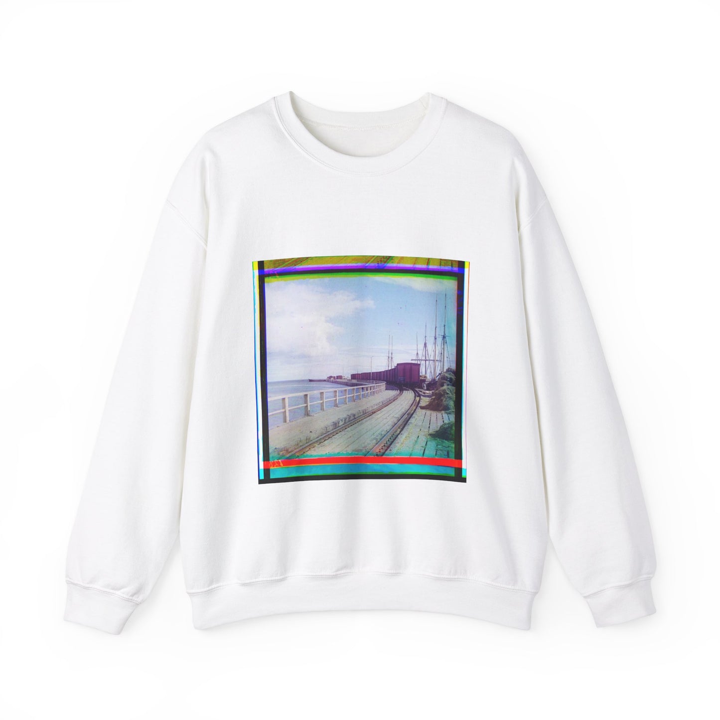 Sorochya Bay. Railroad dam in the Soroka inlet.  Arkhangelsk Province, Russia.  White Heavy Blend Adult Crew Neck SweatShirt